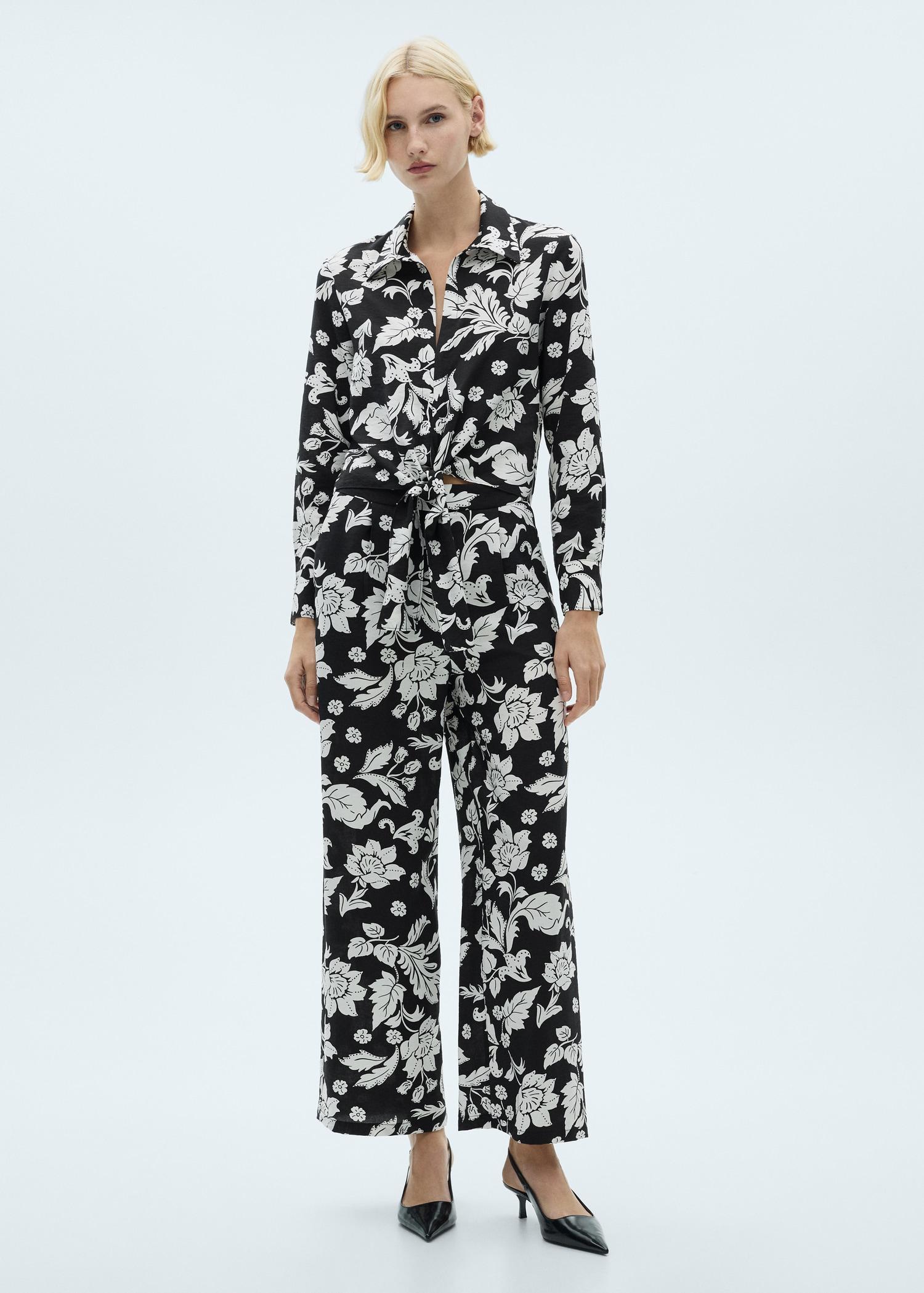 Floral print straight pants - Women | MANGO USA Product Image