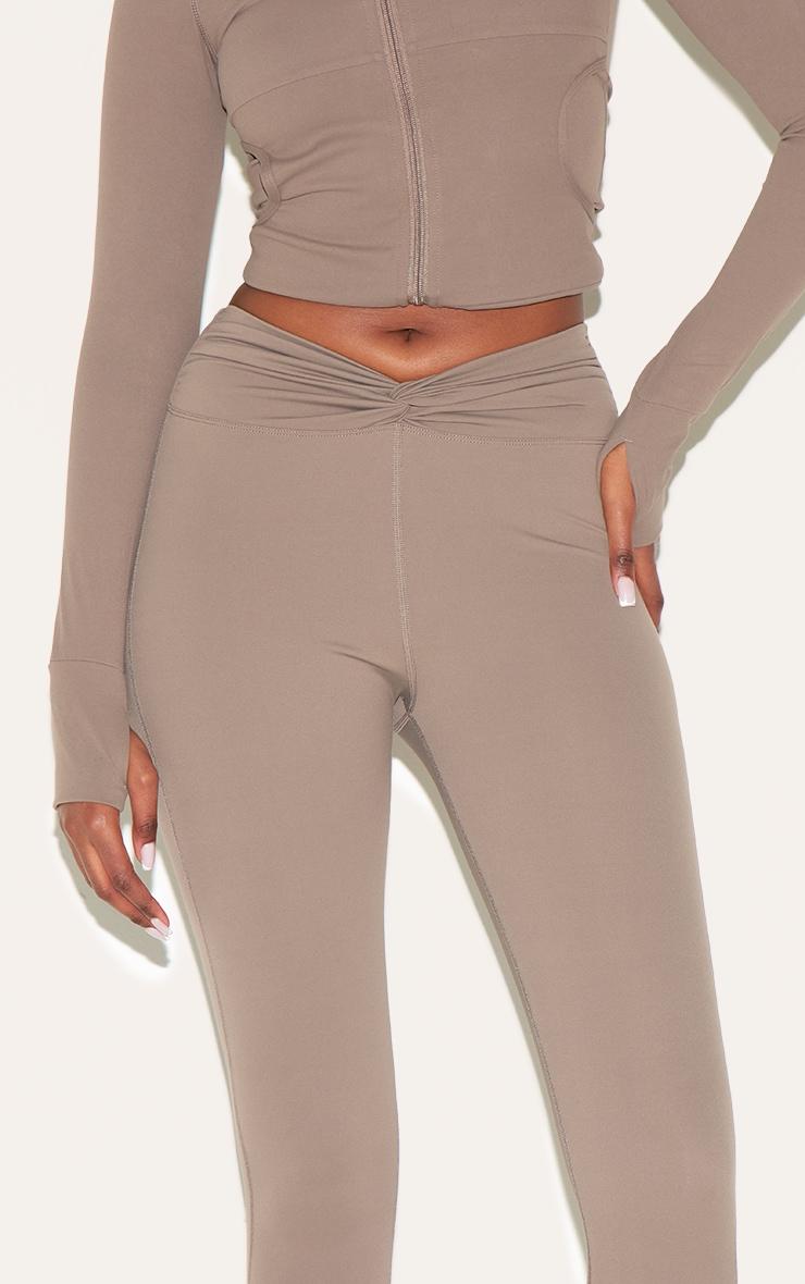 Brown Sculpt Twist Front Gym Leggings Product Image
