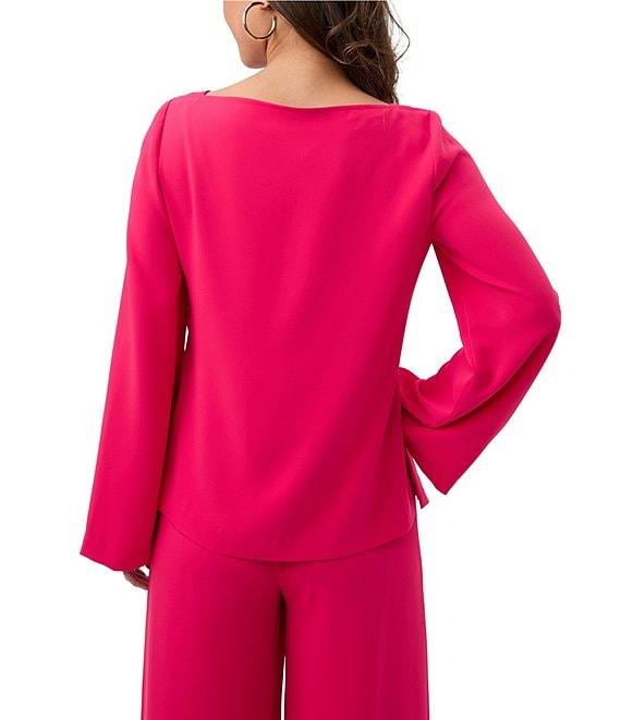 Trina Turk Sarese Georgette Coordinating Boat Neck Long Bell Sleeve Top Product Image
