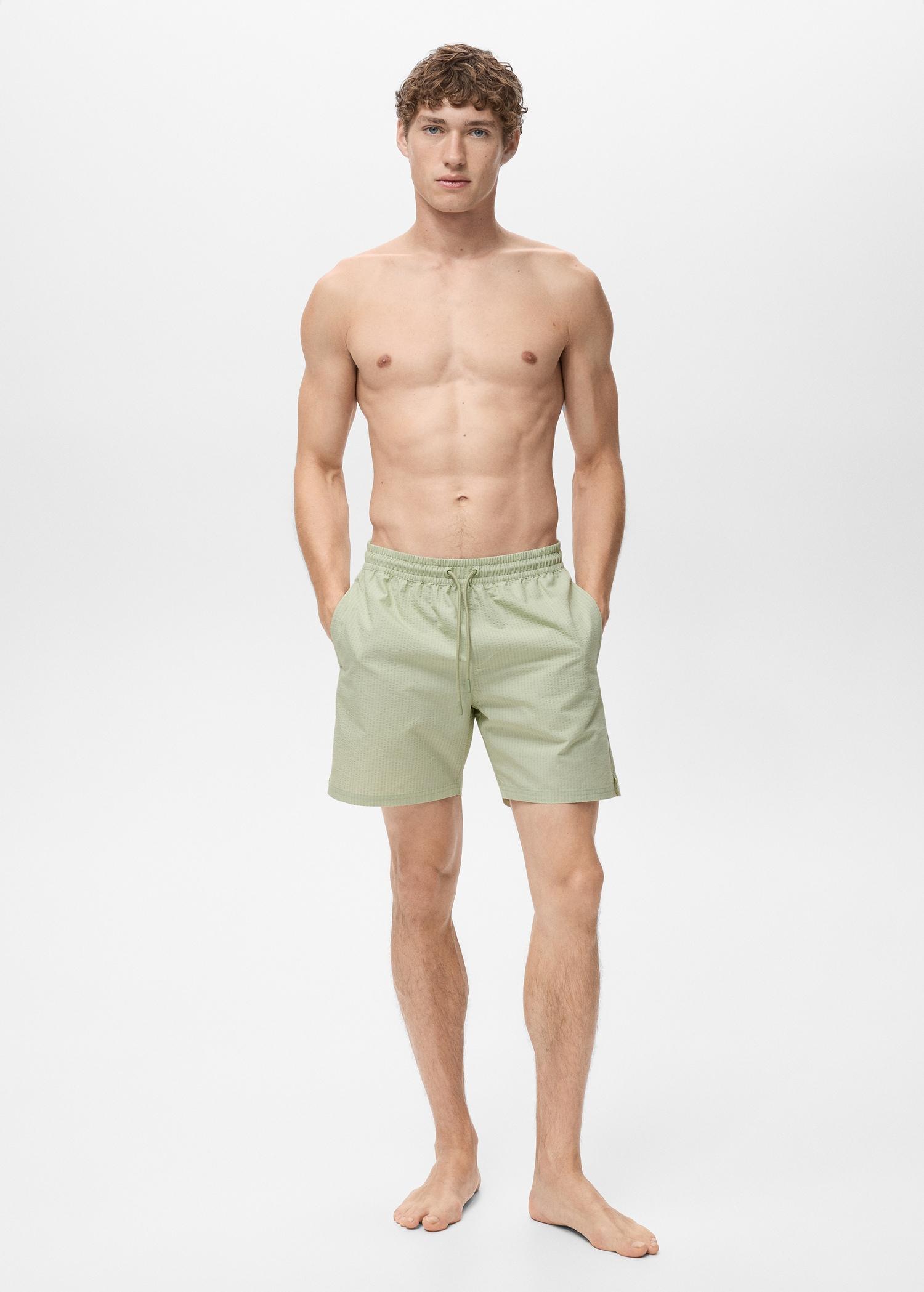 Seersucker swimming trunks - Men | MANGO USA Product Image