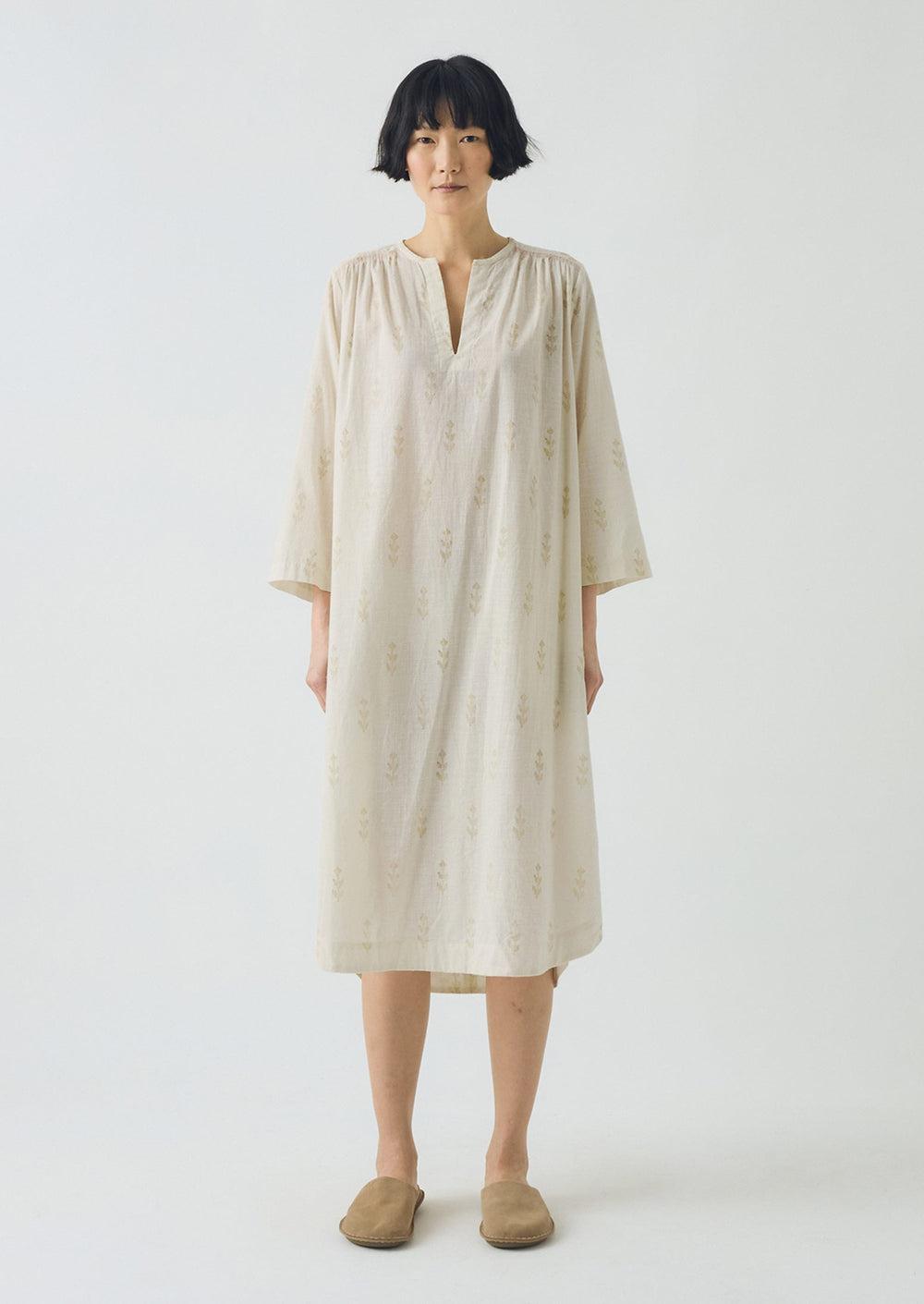 Etched Sprig Print Kaftan | Ecru/Citrine Product Image
