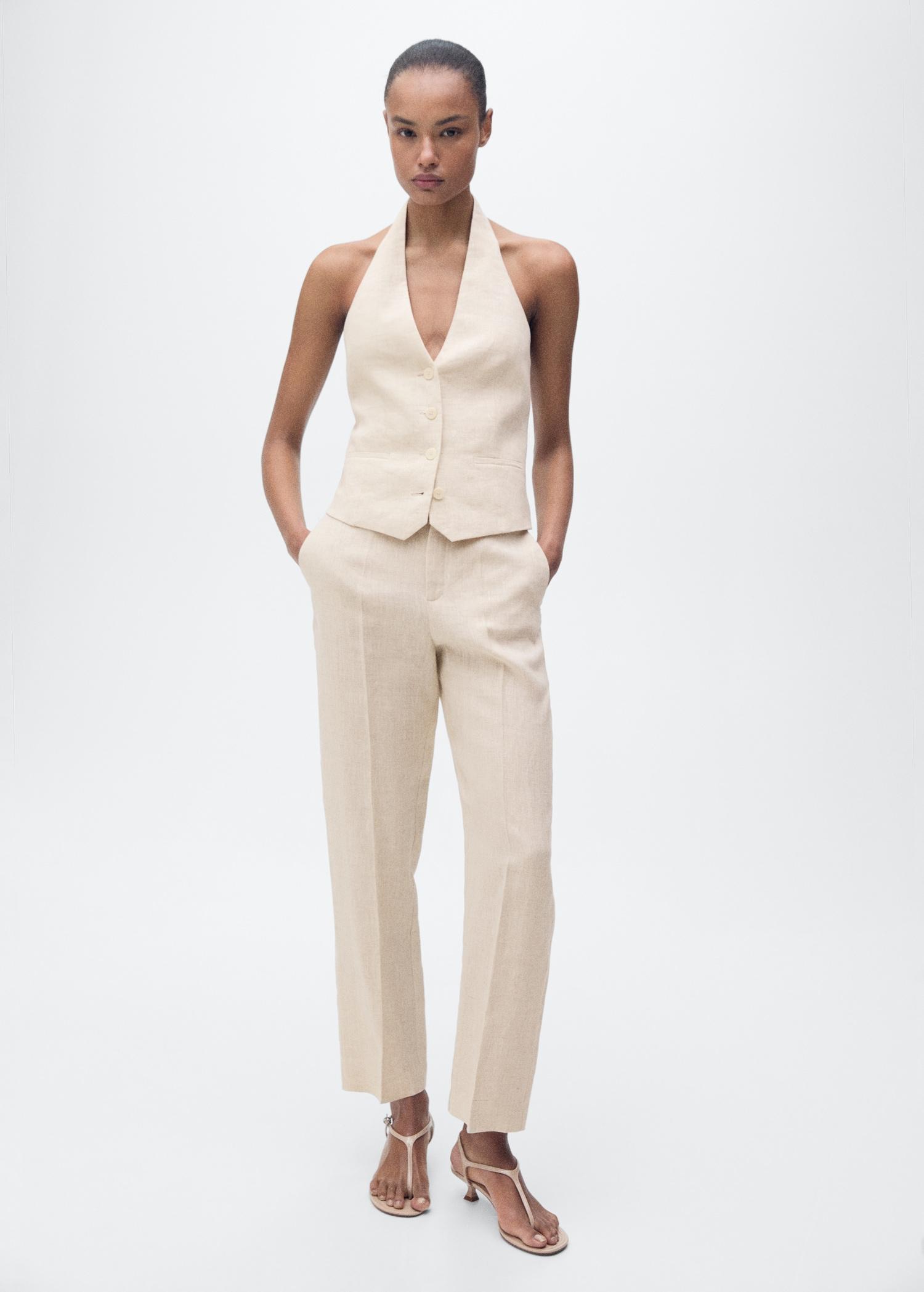 Linen suit waistcoat - Women | MANGO USA Product Image