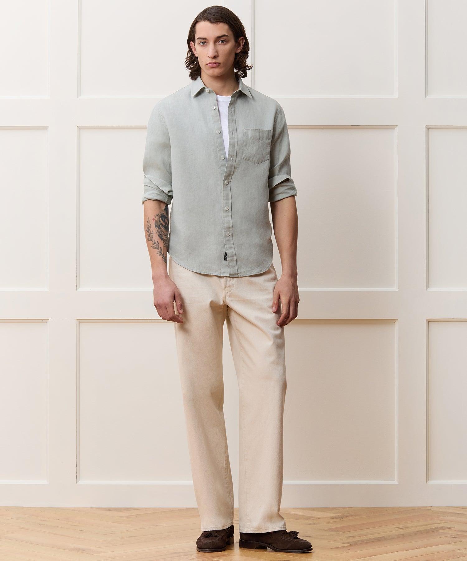 Slim Sea Soft Irish Linen Point Collar Shirt Product Image