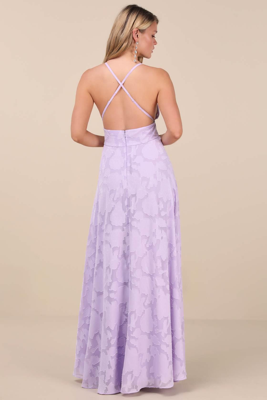 Let There Be Romance Lavender Burnout Floral Maxi Dress Product Image