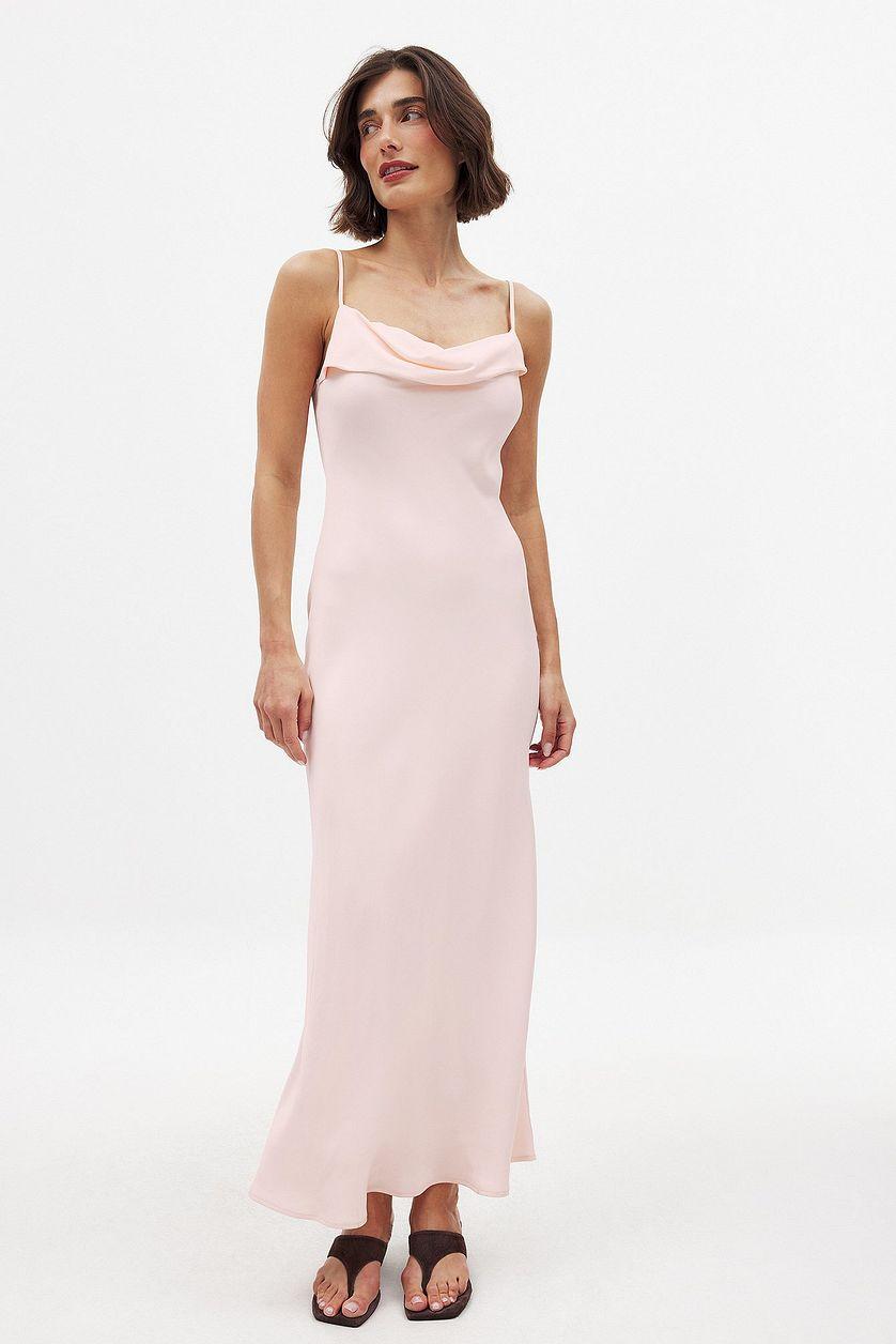 Satin Fold Detail Midi Slip Dress Product Image