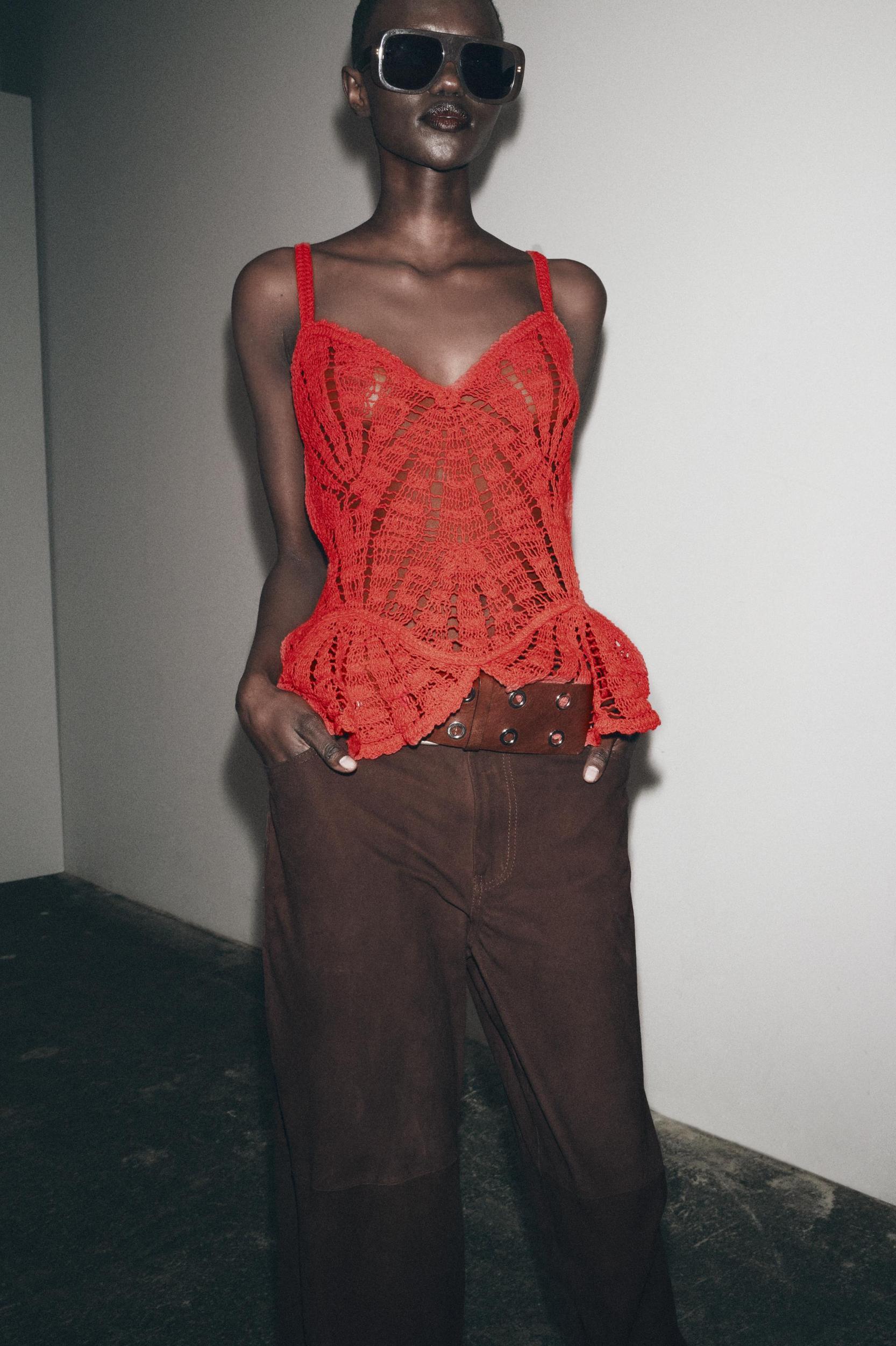 CROCHET PEPLUM TOP Product Image