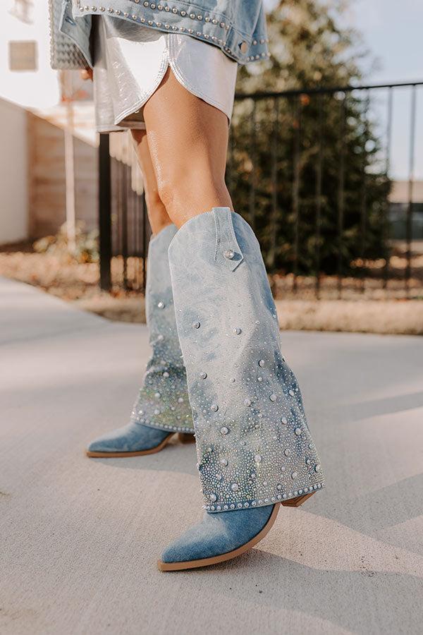 The Salute Embellished Denim Cowboy Boot Product Image