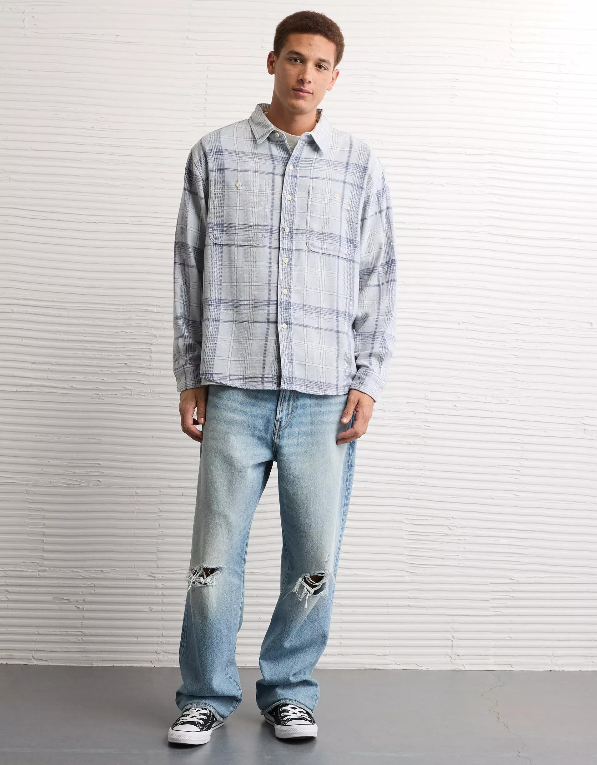 AE Textured Flannel Shirt Product Image