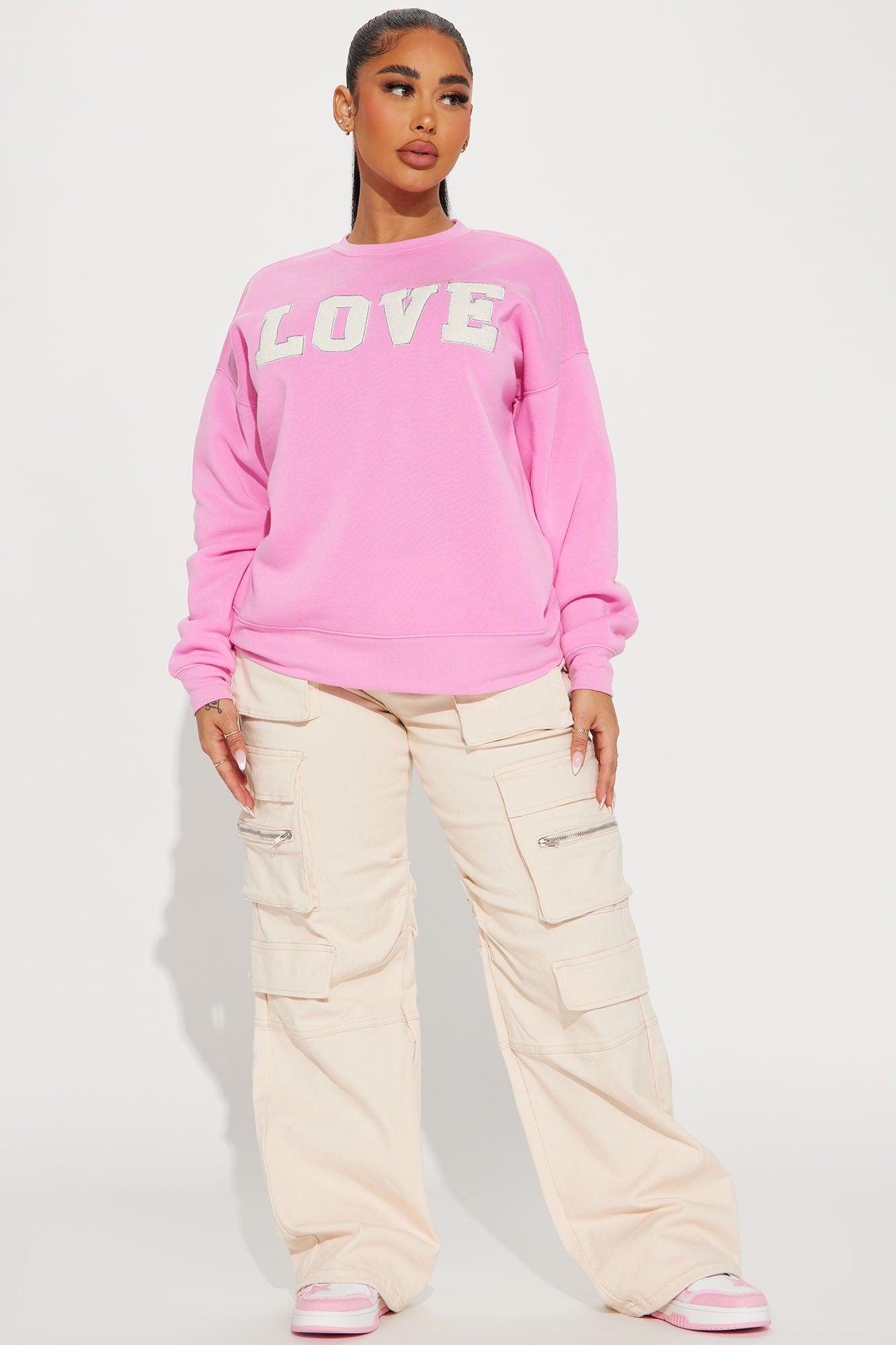 All Love Embroidered Sweatshirt - Pink Product Image