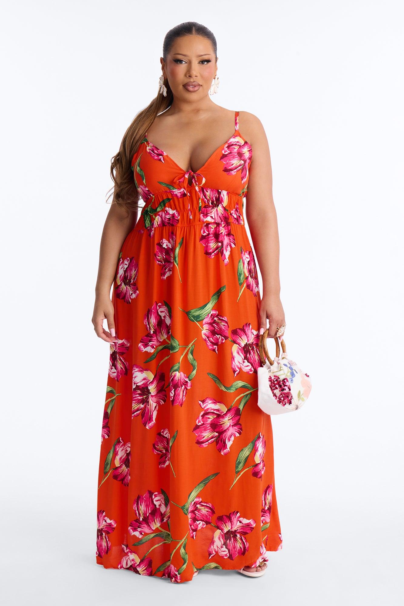 Posie Printed Flowy Maxi Dress - Red/combo Female Product Image