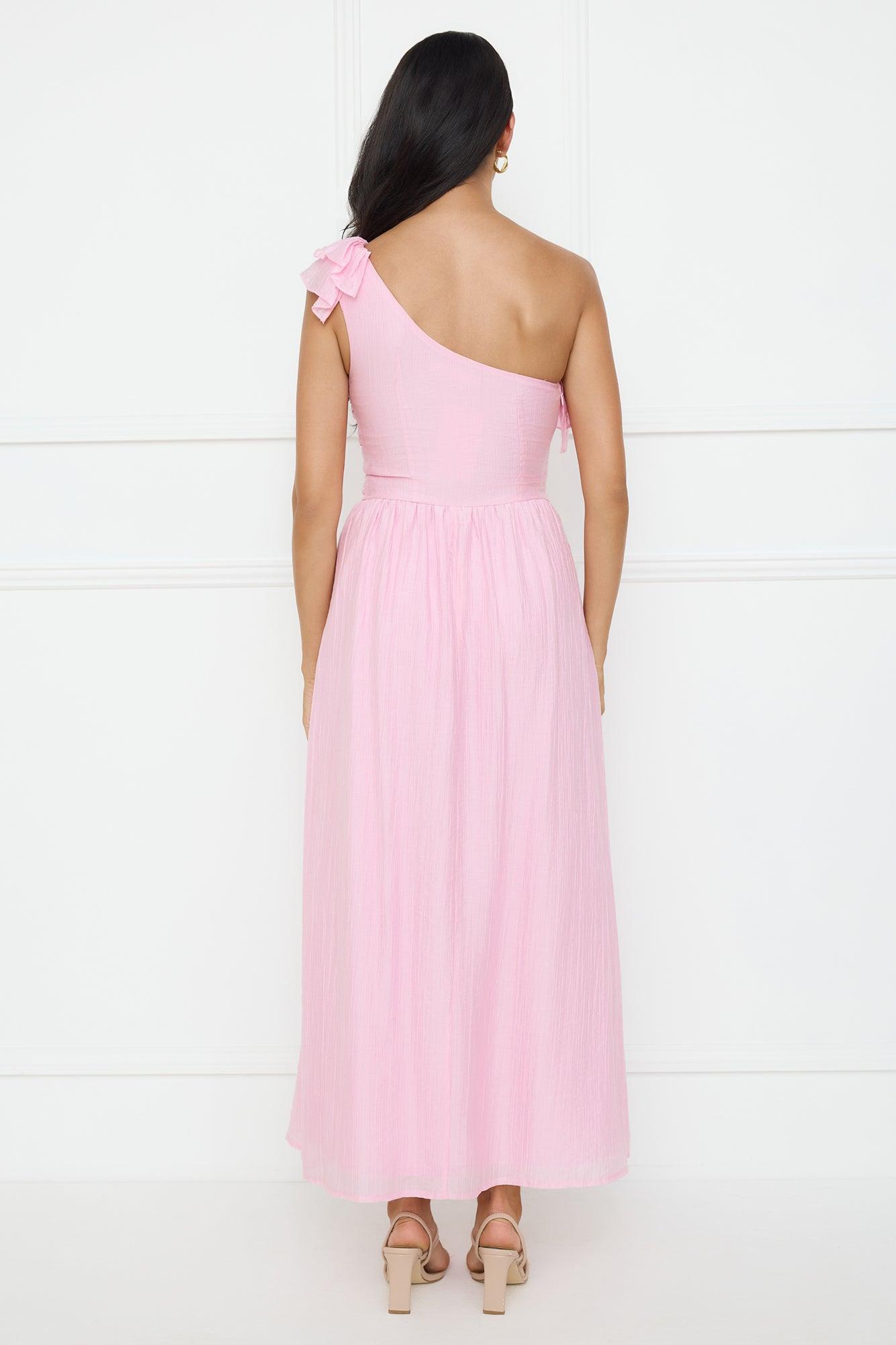 Pastel Dream One Shoulder Maxi Dress Pink Product Image