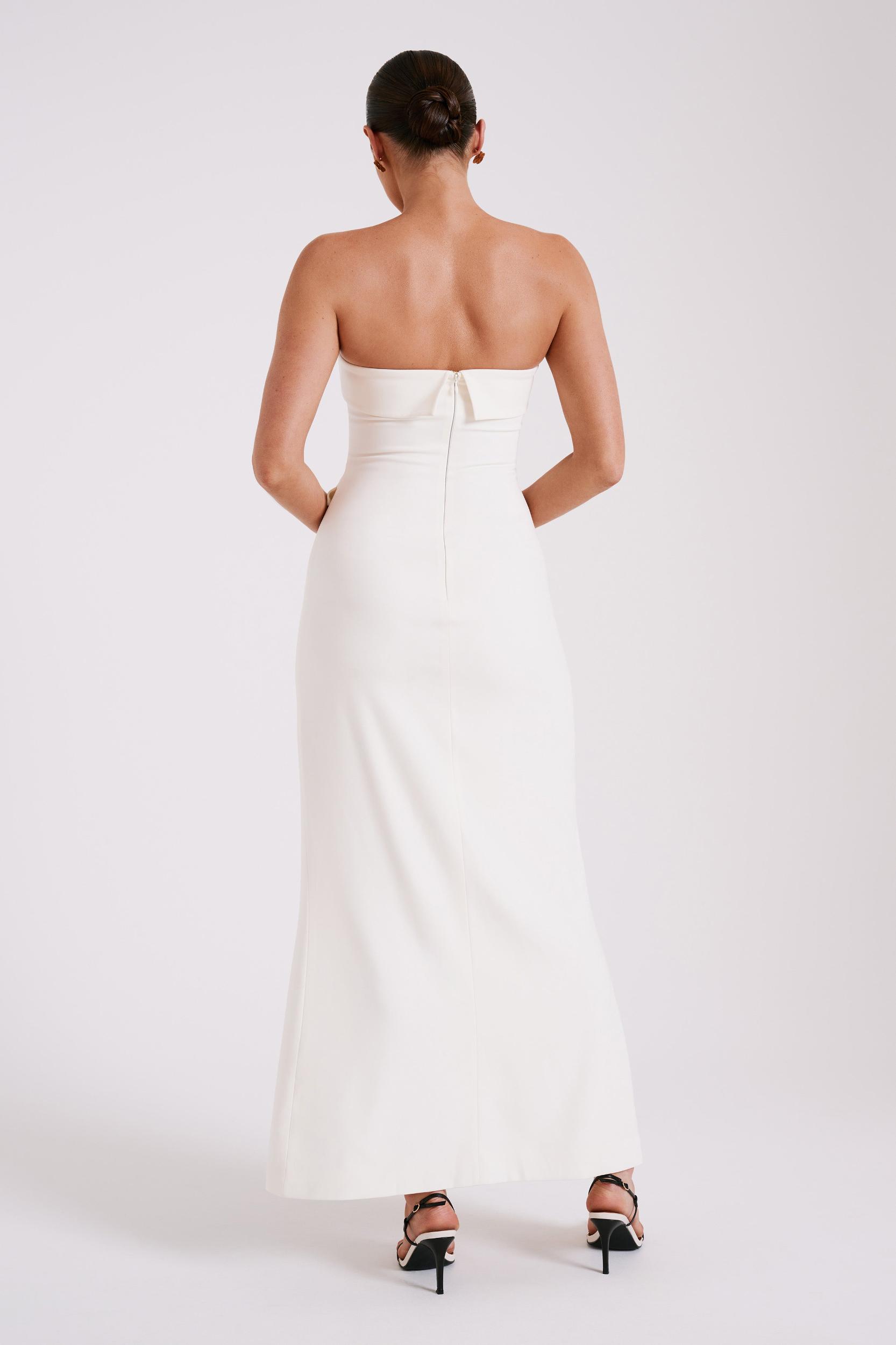 Abbie Strapless Suiting Maxi Dress - Ivory Product Image