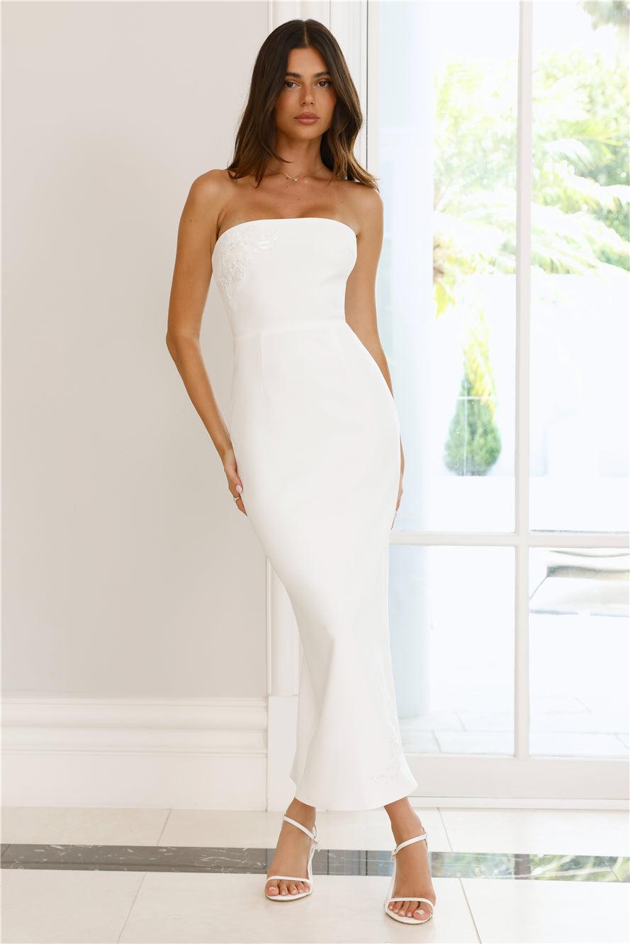 Serenade Of Love Strapless Maxi Dress White Product Image