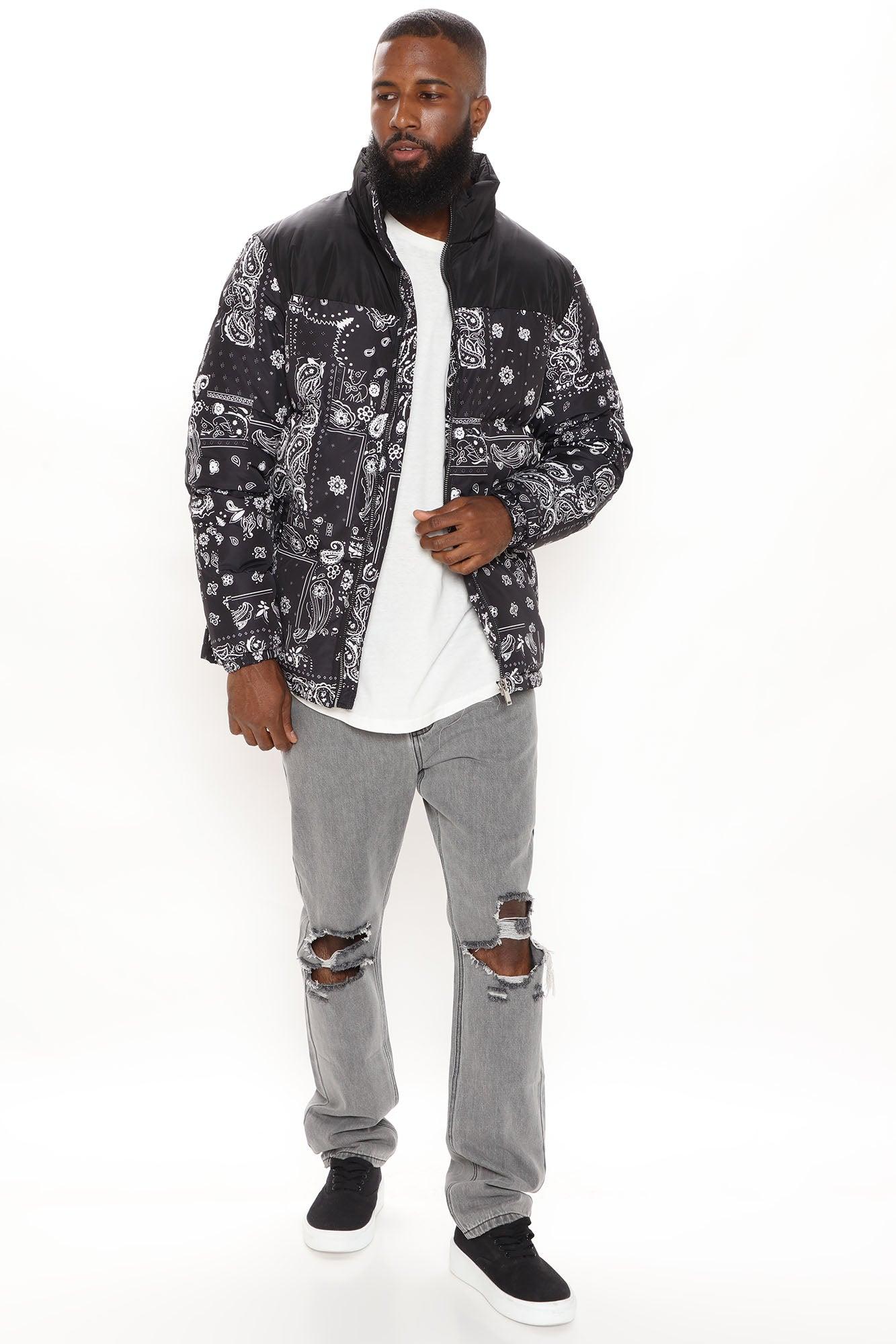 Paisley Puffer Jacket - Black Product Image