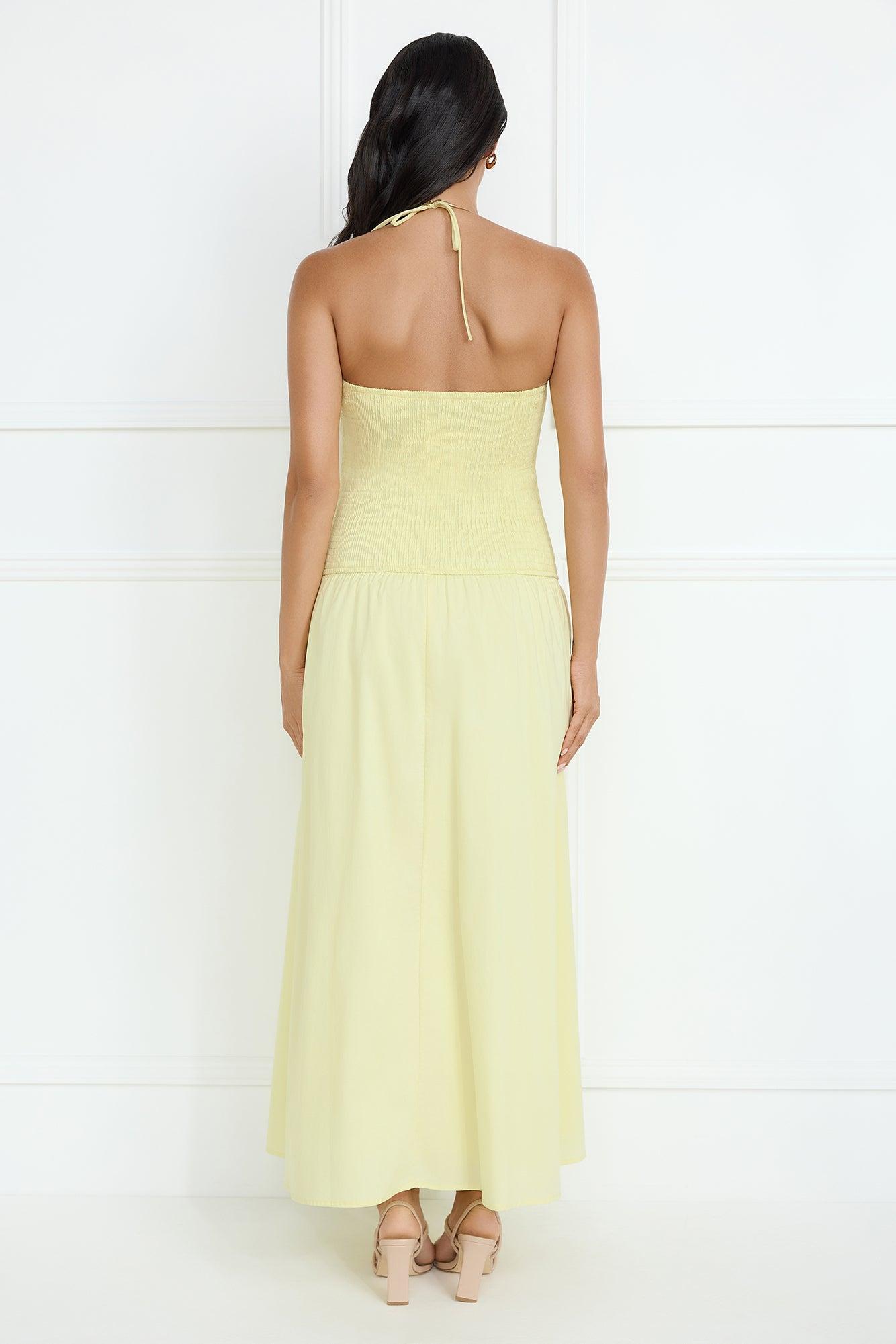 Unmatched Energy Halter Maxi Dress Yellow Product Image