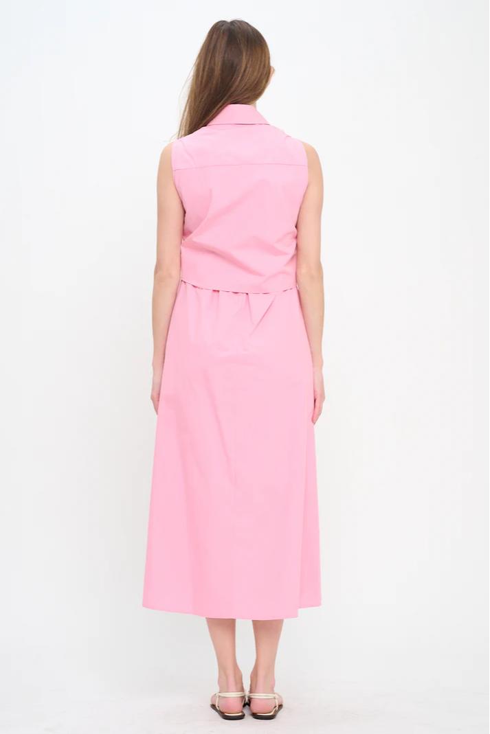 Petal Embrace Sleeveless Midi Shirit Dress Product Image