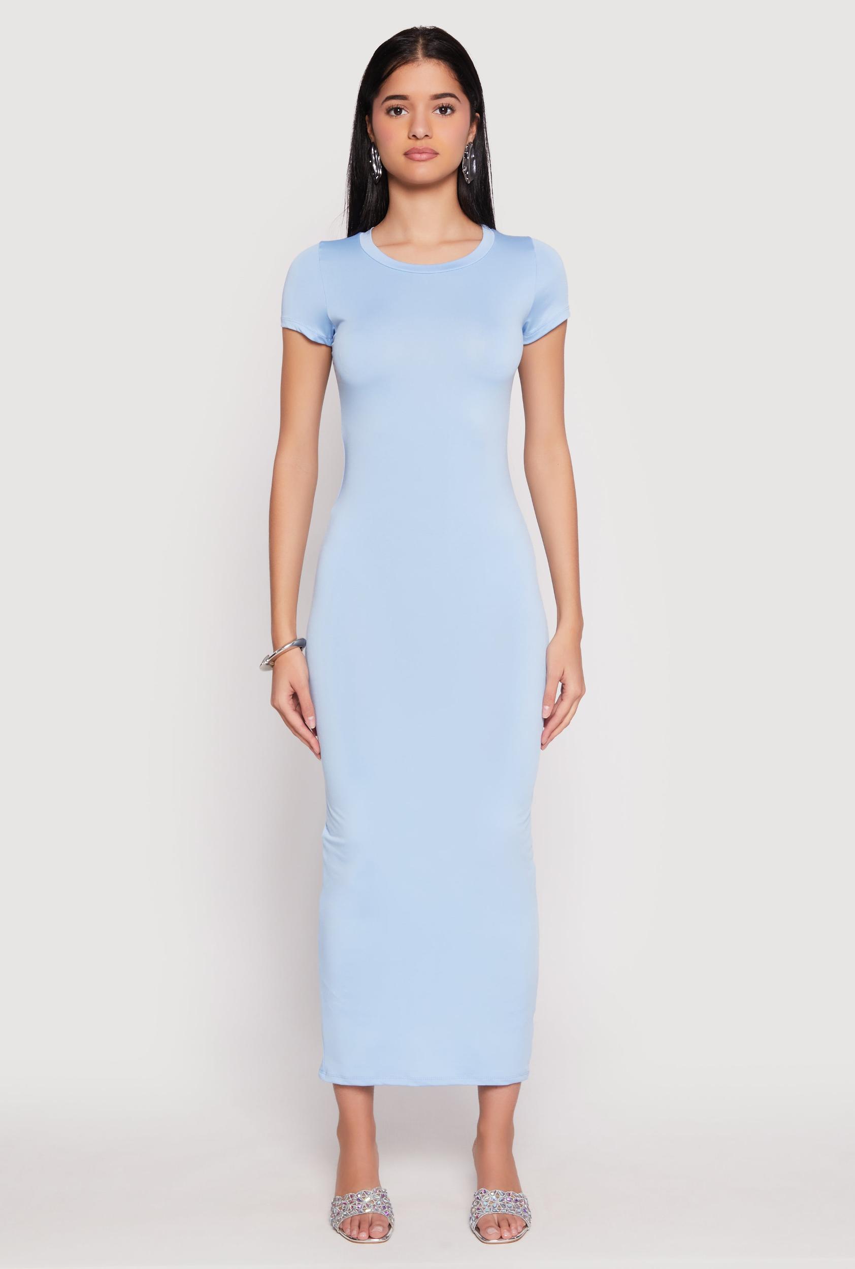 Womens Short Sleeve Slit Back Maxi Dress Product Image