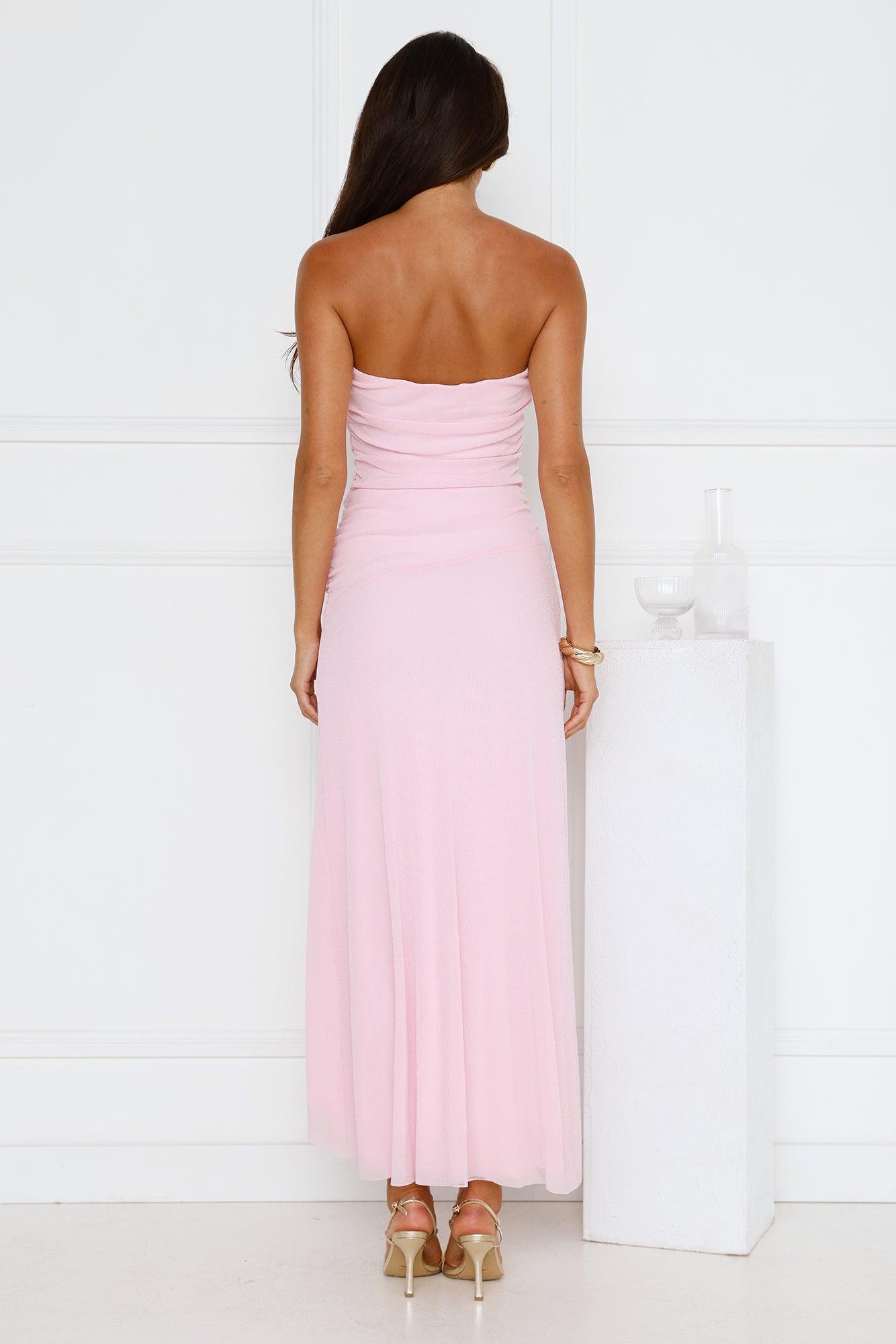 Berry Seduction Strapless Maxi Dress Pink Product Image