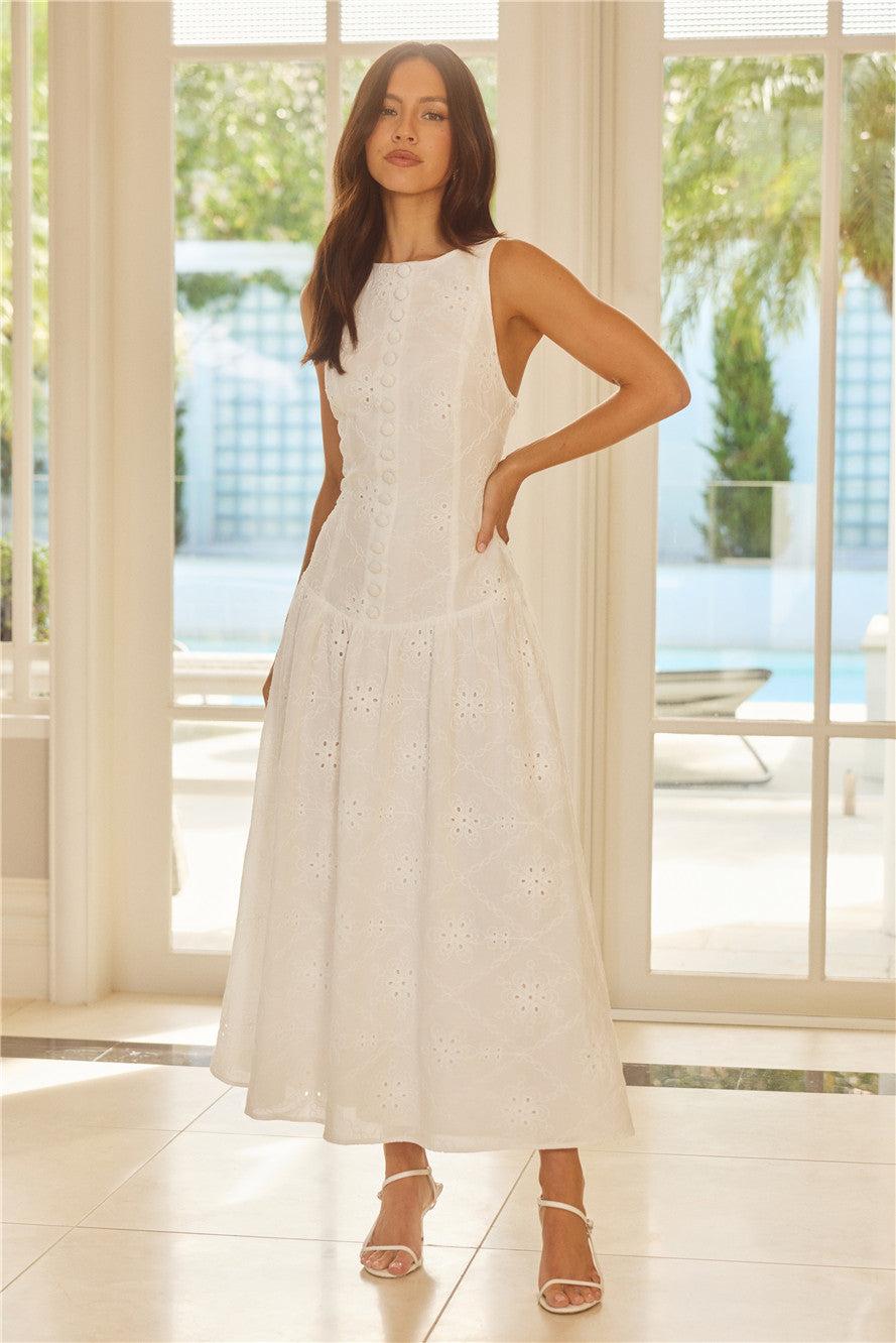 Jasmine Jewel Embroidered Maxi Dress White Product Image