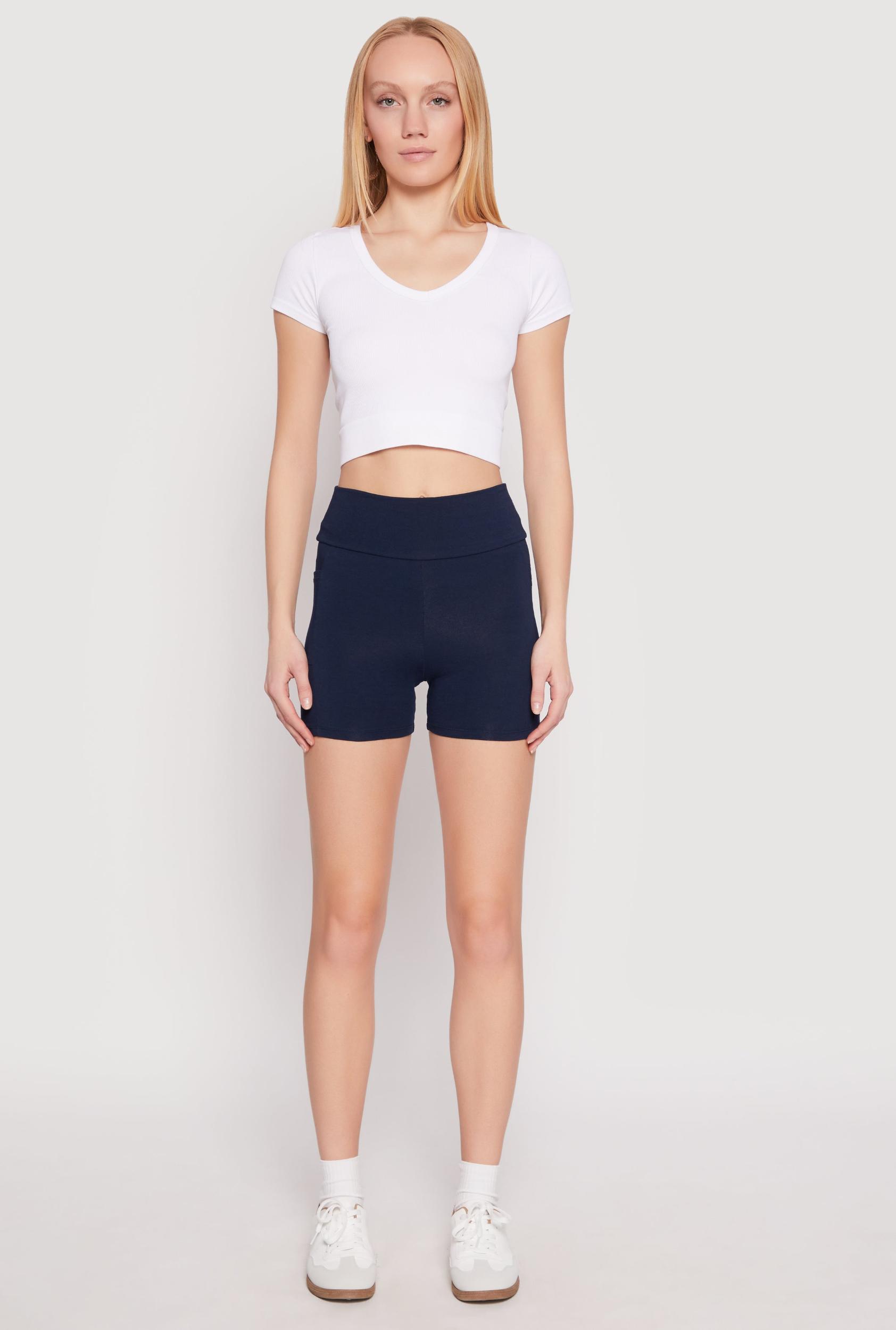 Womens Side Pocket High Waist Biker Shorts Product Image