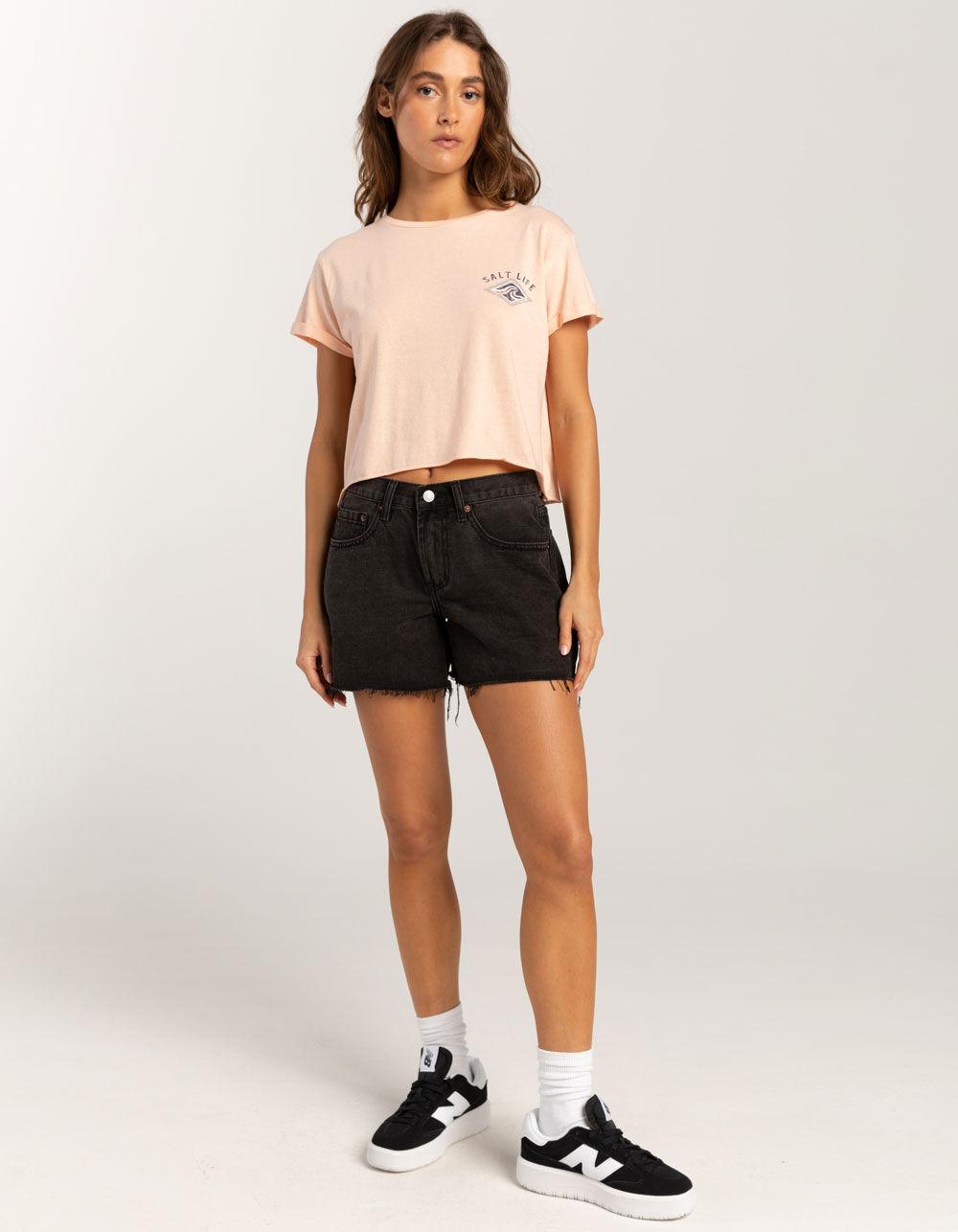 SALT LIFE Ride The Tide Womens Cropped Tee - PEACH Product Image