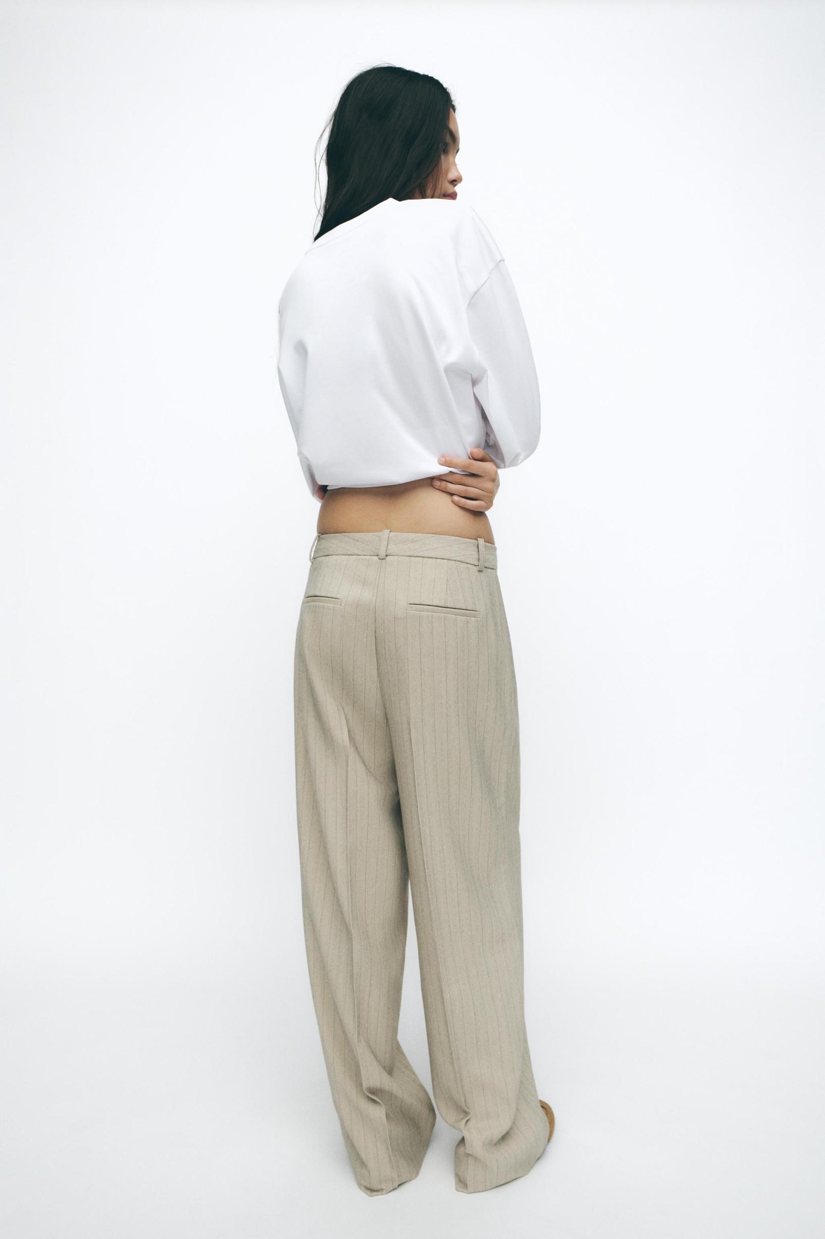 STRIPED HERRINGBONE PANTS Product Image