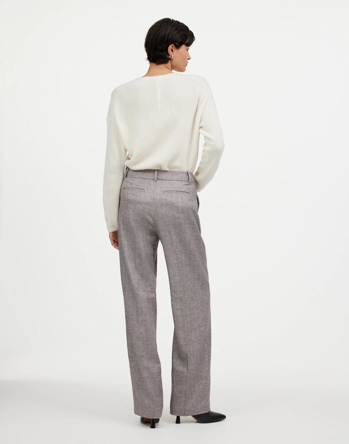 Petite Slouchy Straight Pants in Herringbone Italian Fabric Product Image