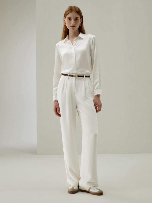 LILYSILK Silk Pants Women Lightweight Natural White 4 Product Image