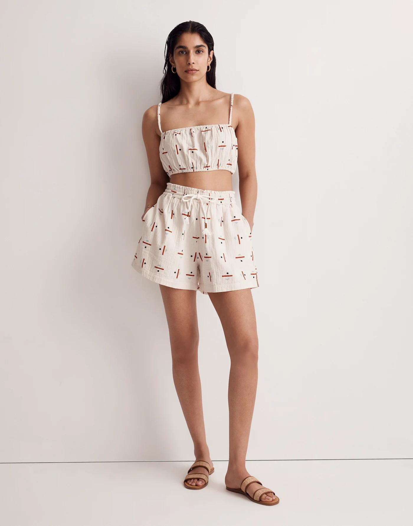 Madewell x Caroline Z Hurley Cover-Up Bubble Crop Top in Tridot Product Image