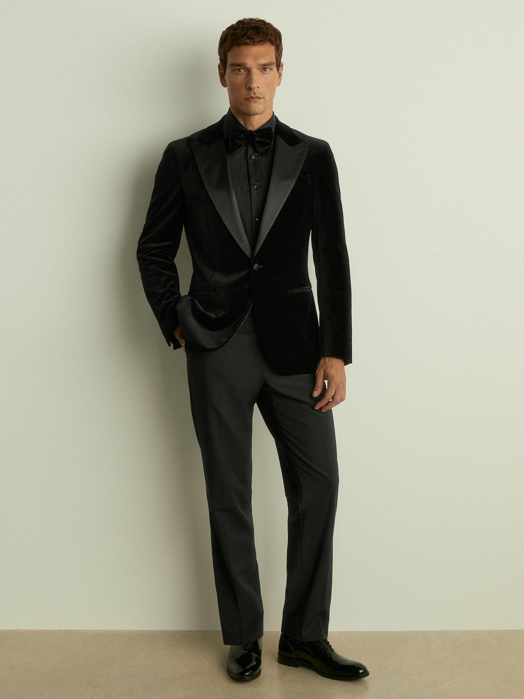 Slim Fit Cotton Marcella Tuxedo Shirt Regular-Fit in Black Product Image
