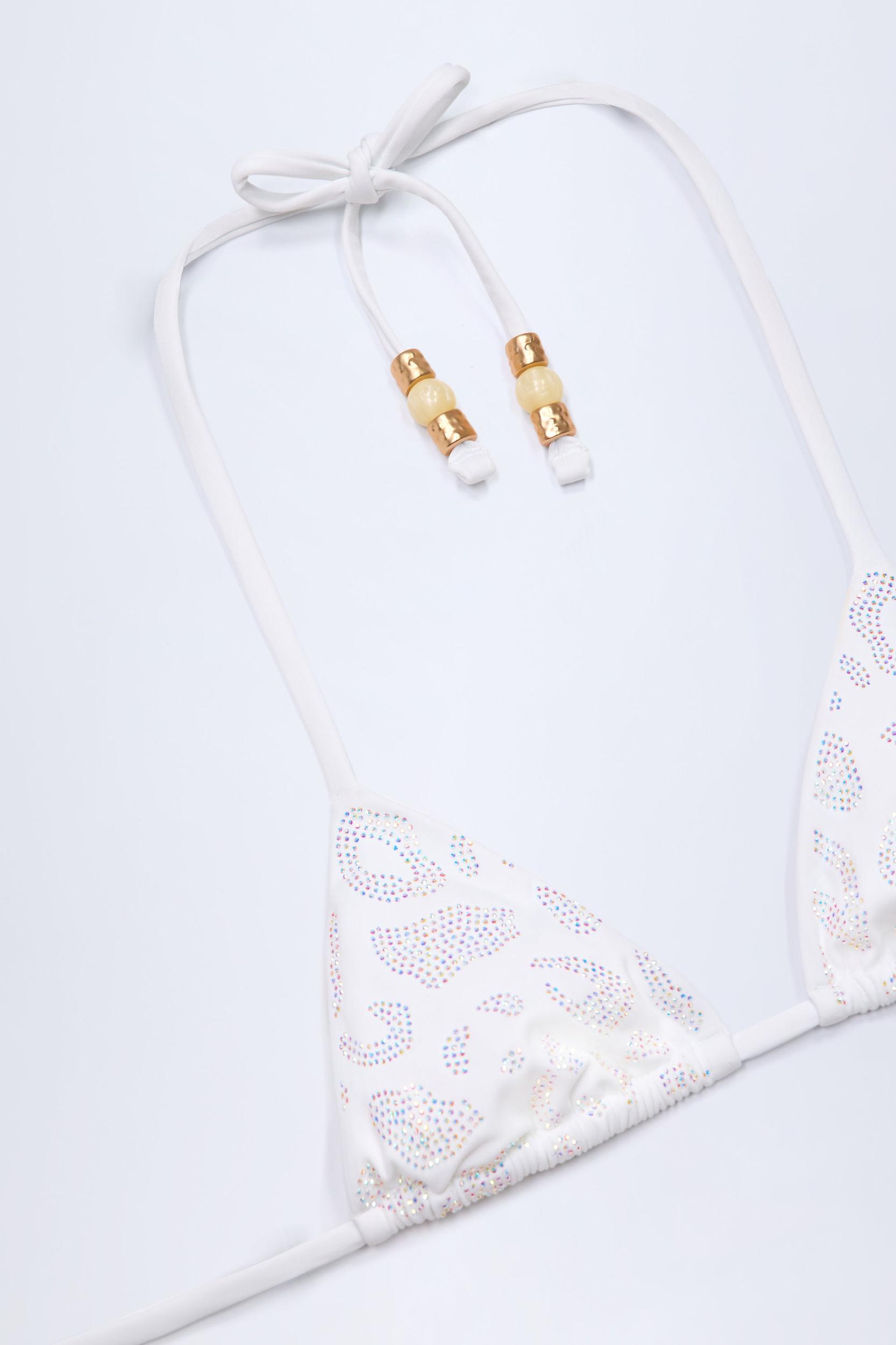 Charm-Detail Triangle Bikini Top in White Product Image