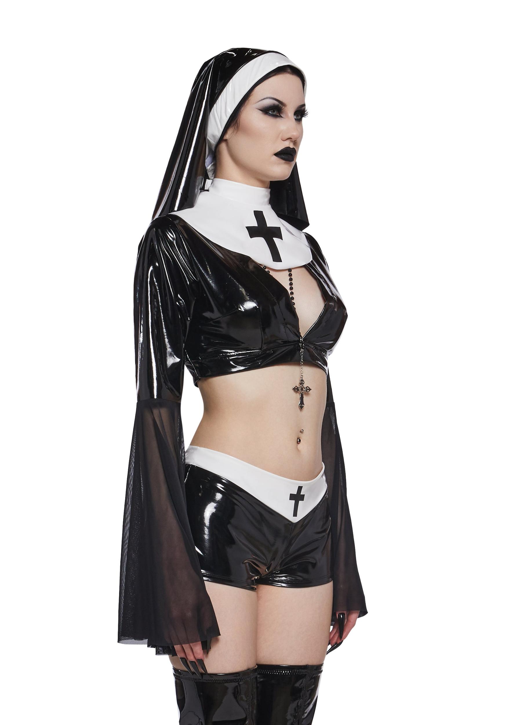 Sexy Womens Halloween Nun Costume - Black Product Image