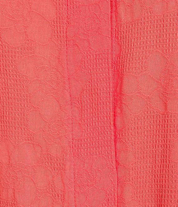 Bryn Walker Augustina Floral Cotton Jacquard Banded Collar Elbow Sleeve Button Front Maxi Dress Product Image