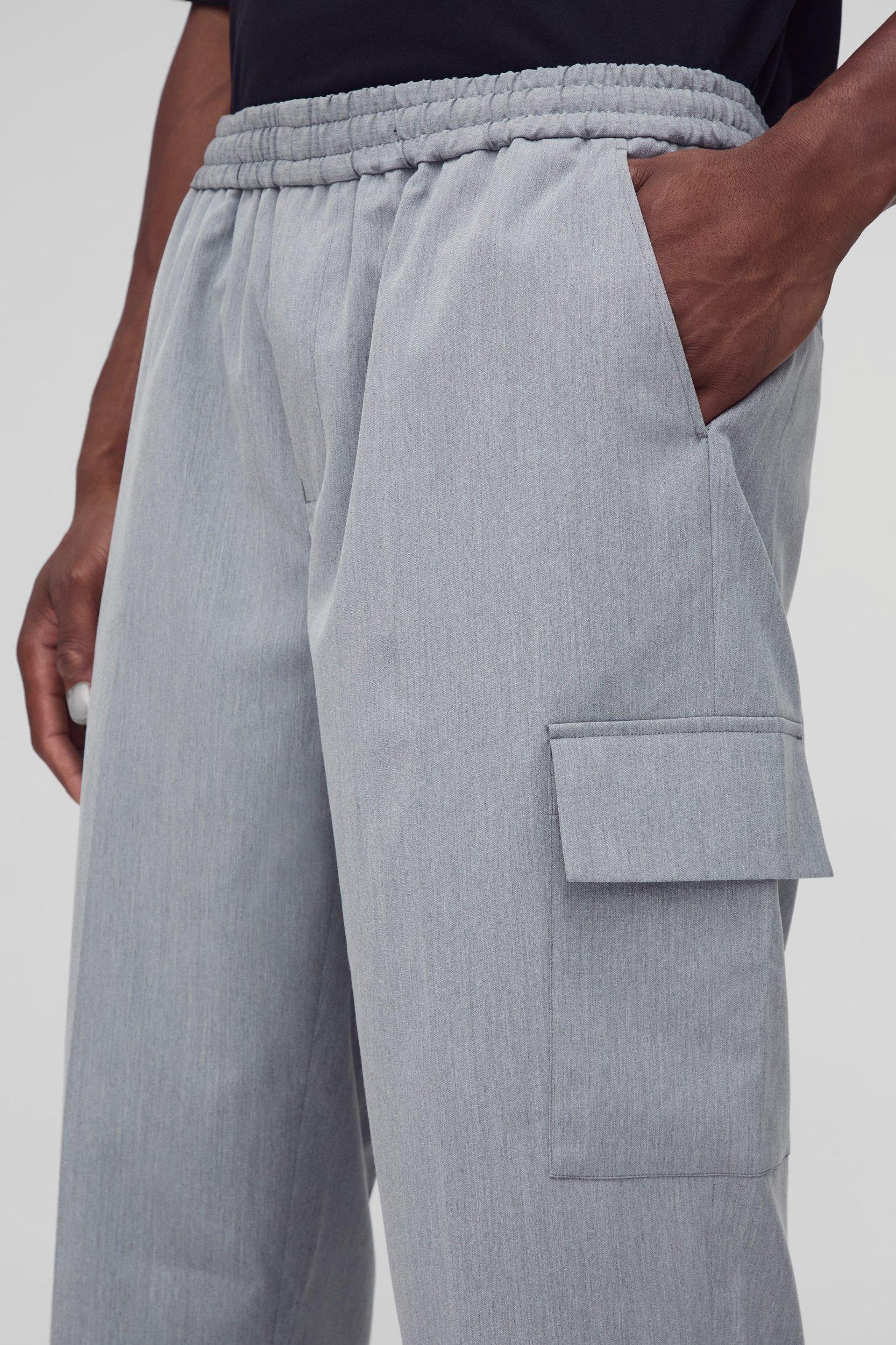 Elastic Waist Straight Leg Tailored Cargo Pants | boohooMAN USA Product Image