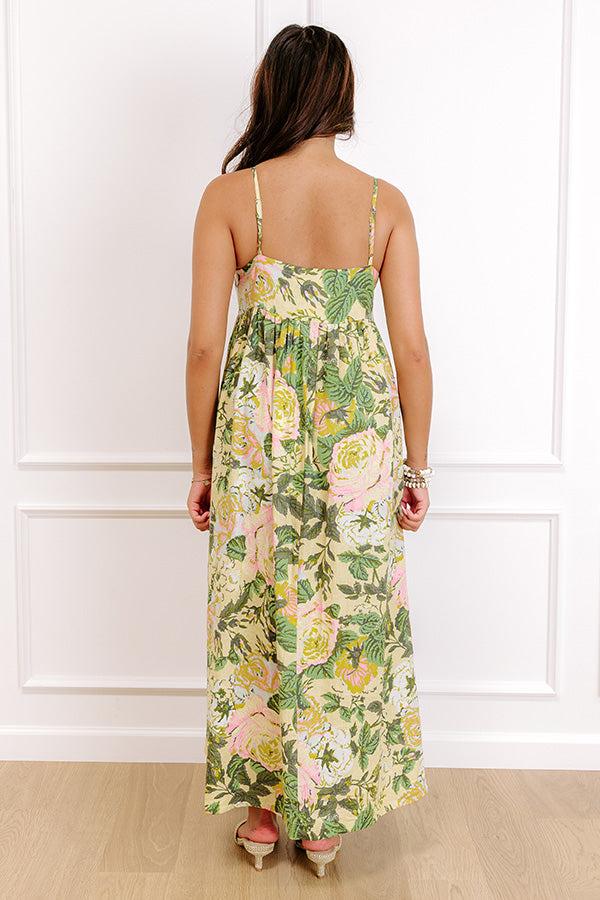 Golden Hour Chic Linen-Blend Midi Dress Product Image