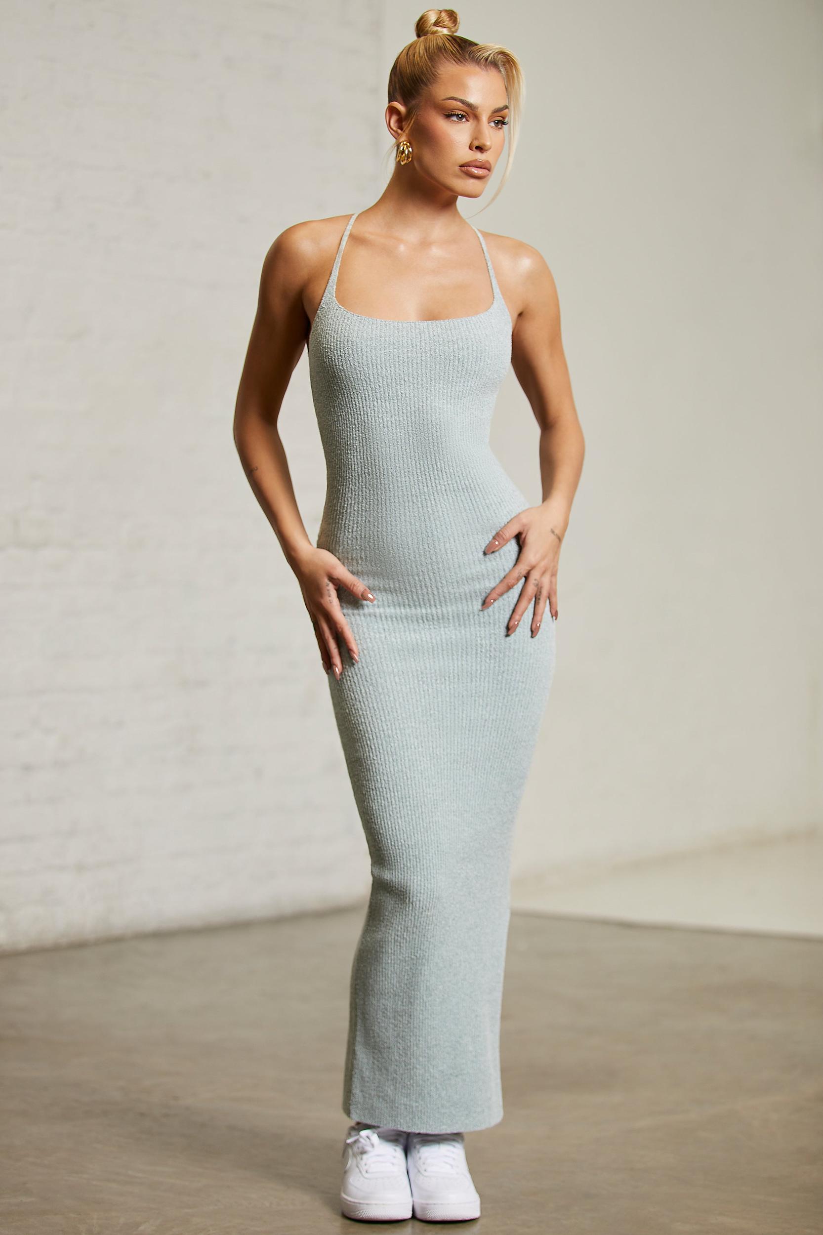 Low Back Maxi Dress in Green Female Product Image