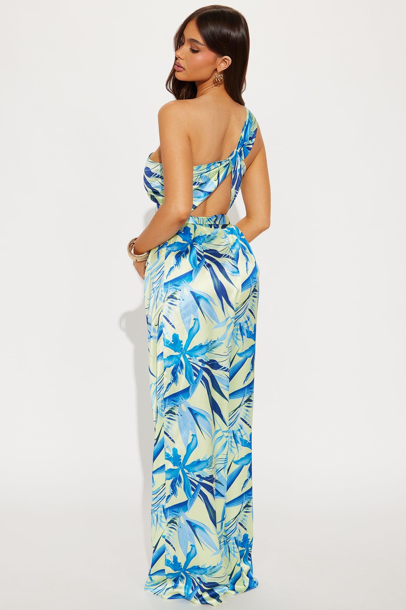 Flirting In Fiji Satin Jumpsuit - Blue/combo Product Image