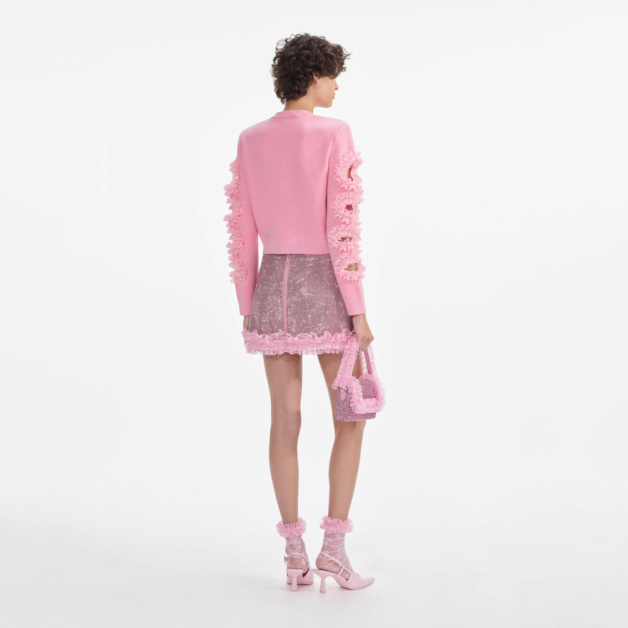 Pink Crystal Chainmail Mini Skirt Product Image