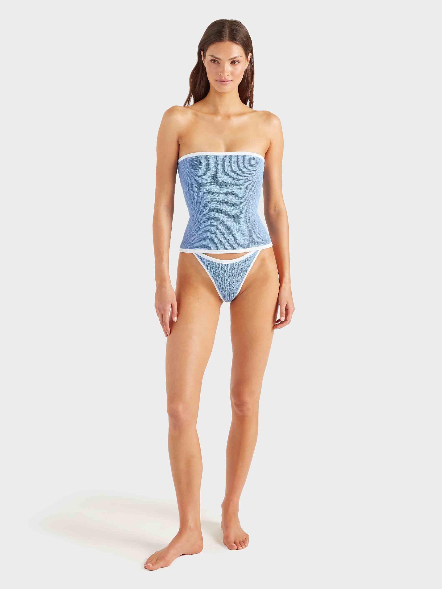 Devyn Swim Skirt/Tube Top - Cornflower/White Product Image