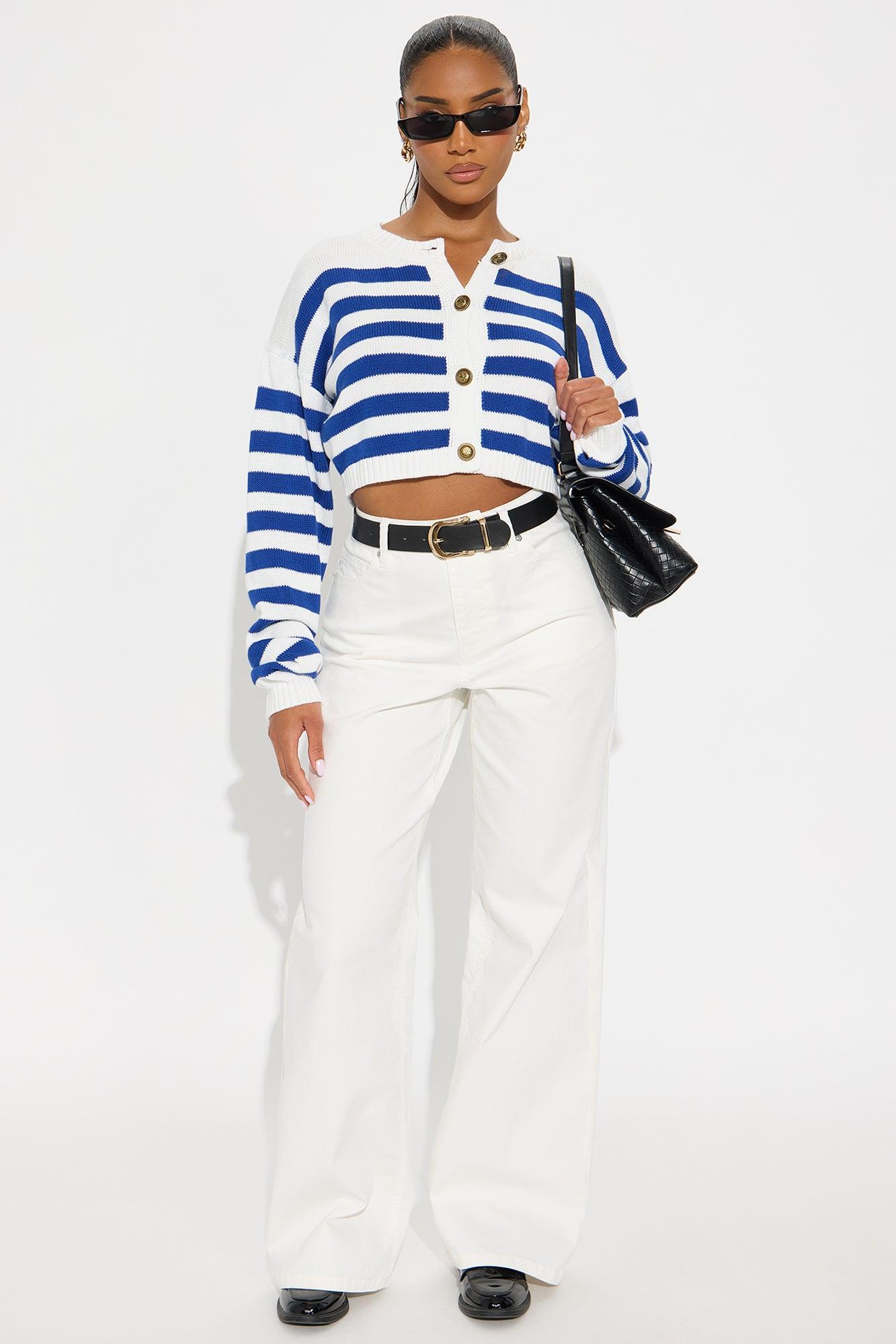 She's Classy Striped Cardigan - Blue/combo Female Product Image