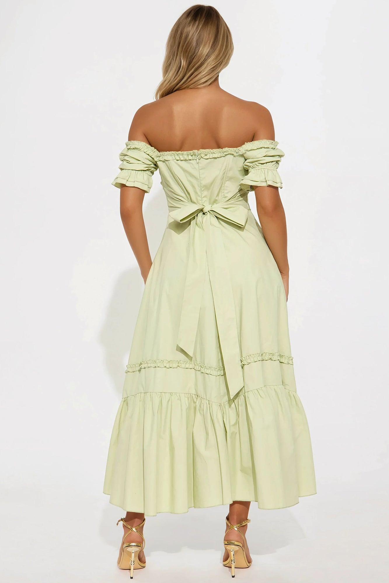 Ellsie Off Shoulder Midi Dress - Sage Product Image