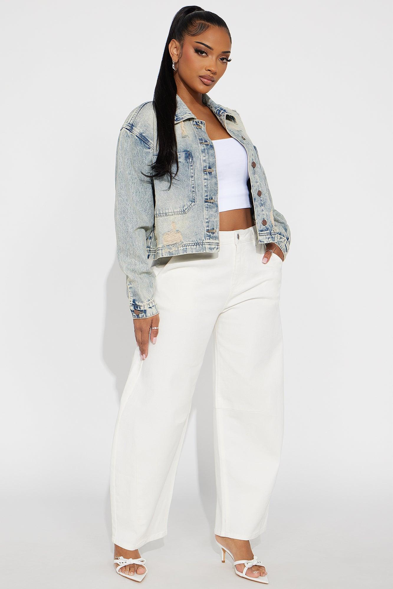 Free Spirit Distressed Denim Jacket - Medium Wash Product Image