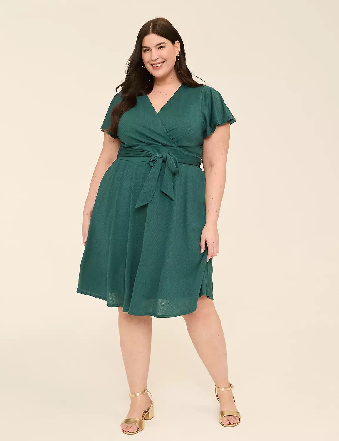 Lena Flutter-Sleeve Knit Dress Product Image