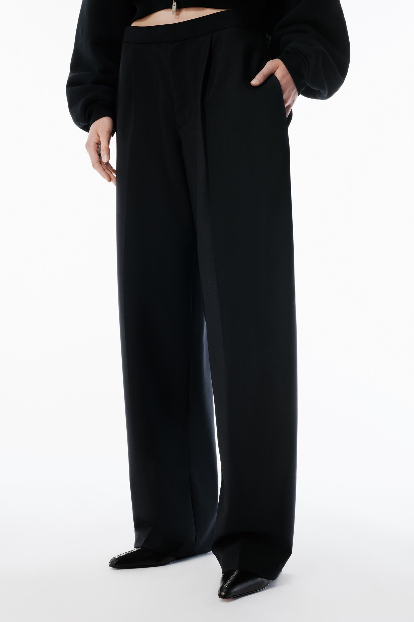 Black Wool Mohair Tailored Pant Product Image