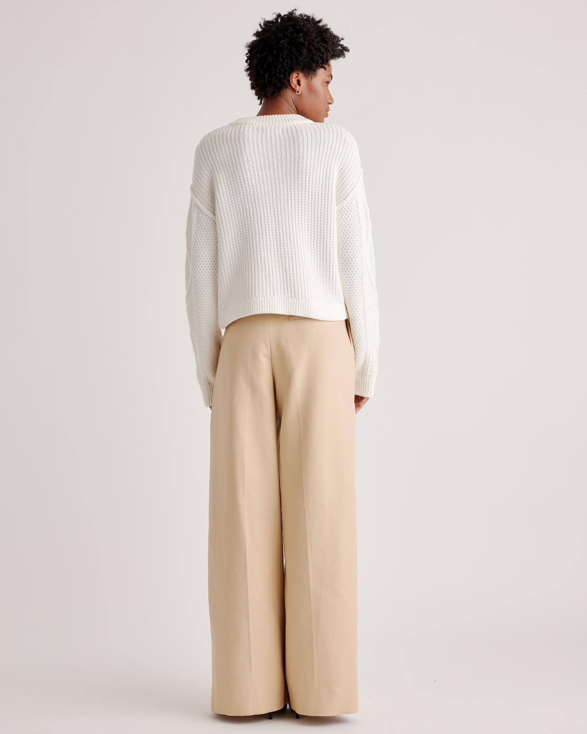 Quince | Women's Cropped Cable Crew Sweater Organic Cotton Product Image