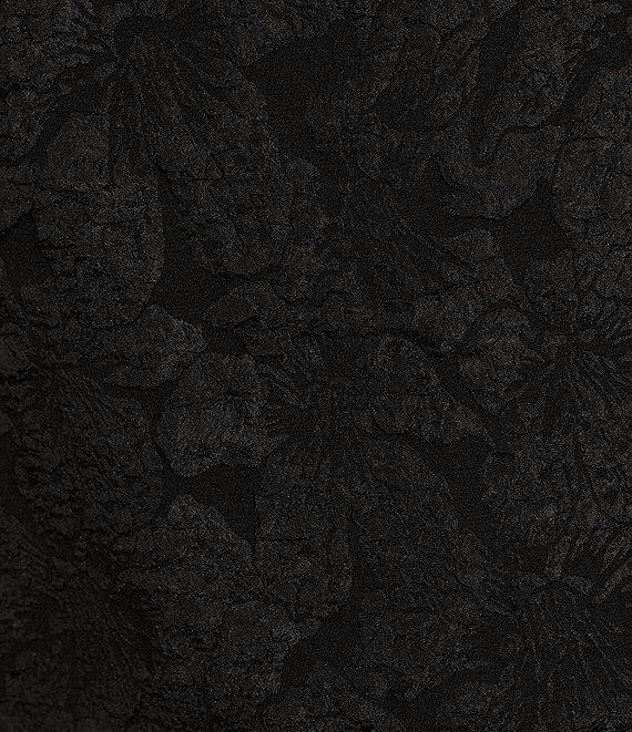 Sugarlips Plus Short Sleeve Floral Jacquard Split Neck Top Product Image