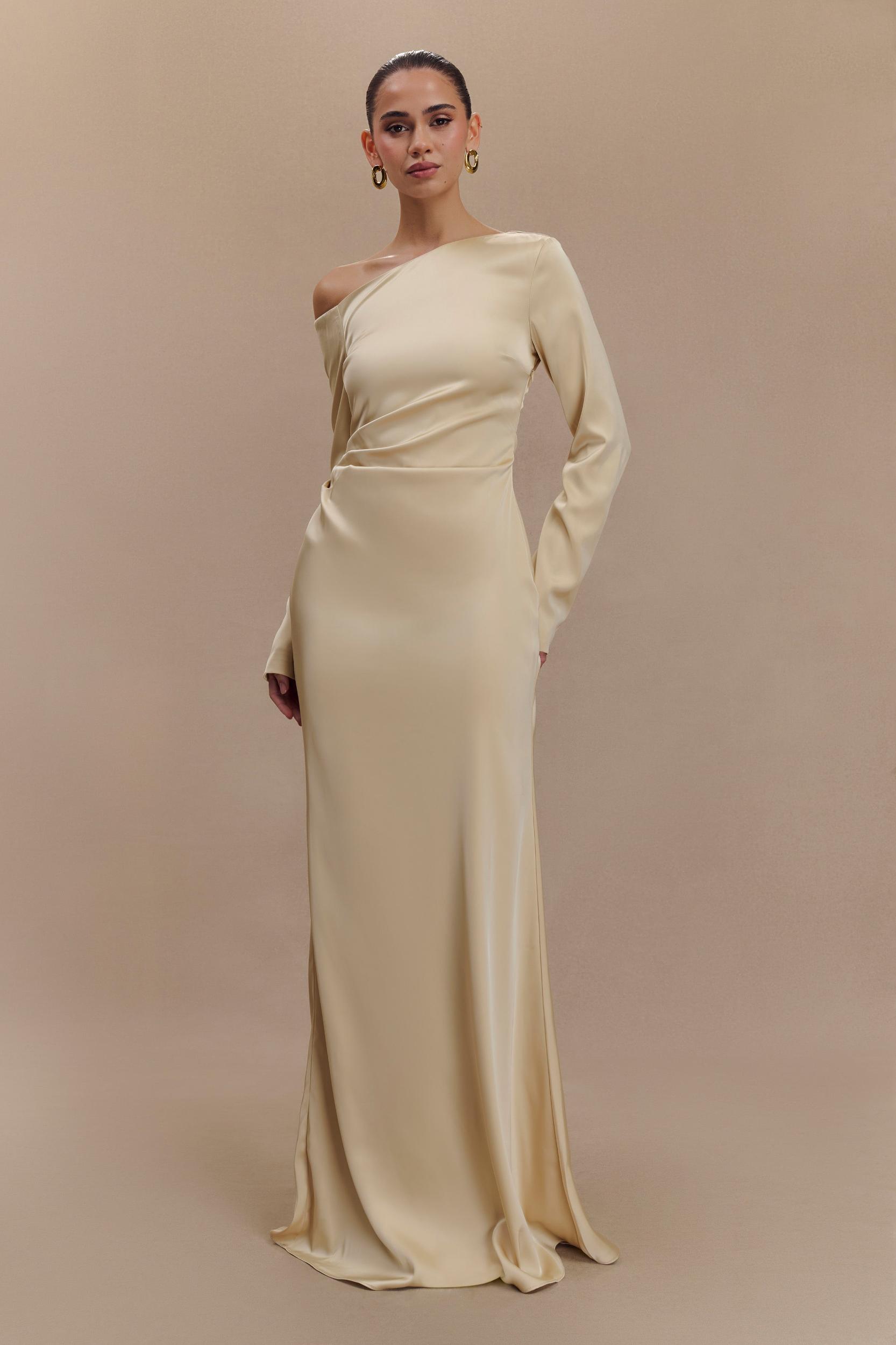 Avery Long Sleeve Maxi Dress - Gold Product Image