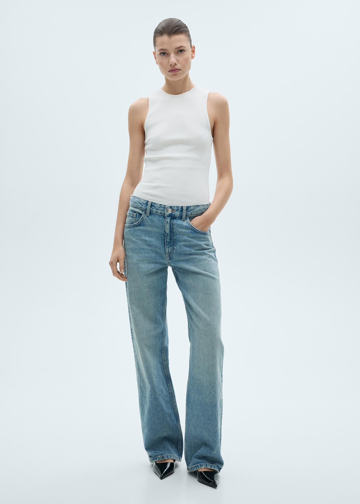 Ribbed cotton top - Women | MANGO USA Product Image