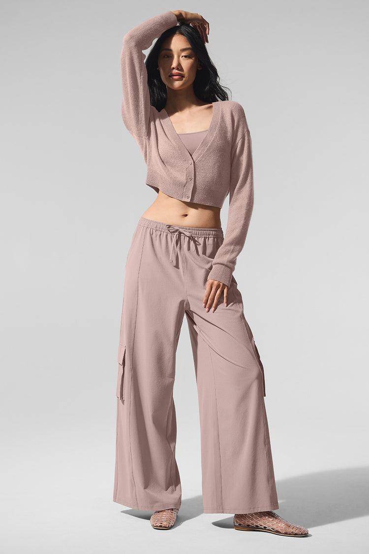 Sheer Cashmere Cropped Cardigan - Taupe Product Image