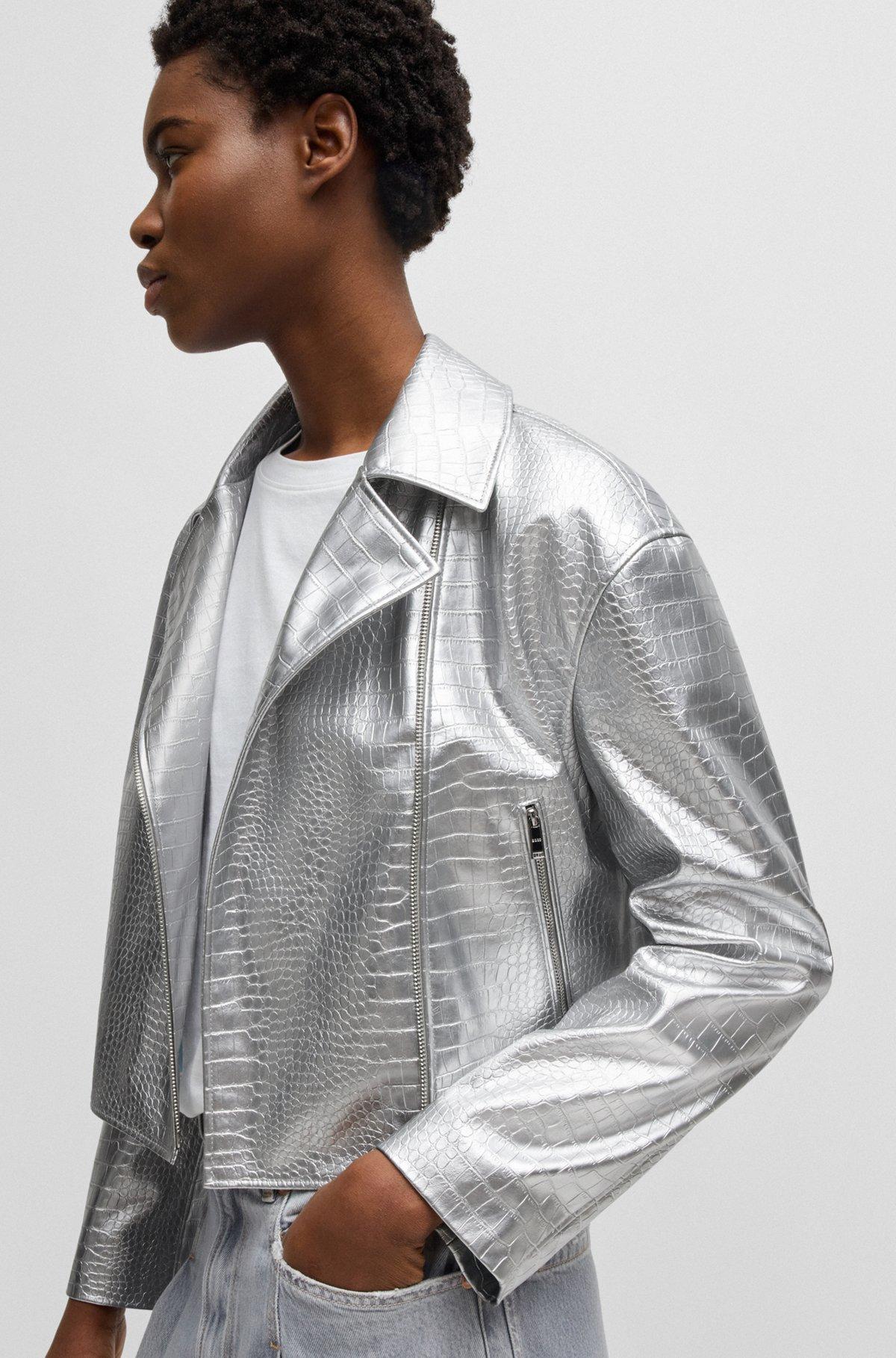 Faux-leather jacket with crocodile embossing Product Image